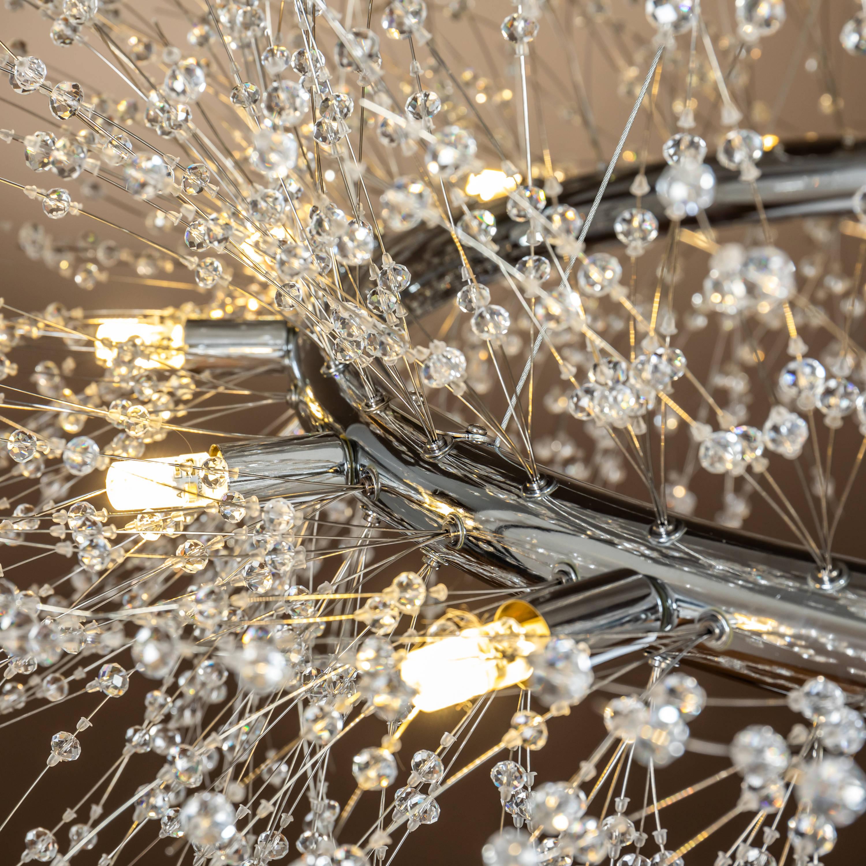 AloaDecor Modern Firework Crystal Chandelier for Dining Room and Living Room Chrome 12 W:39.37*H:15.75in 13 to 24 Inches Chrome 37 to 48 Inches