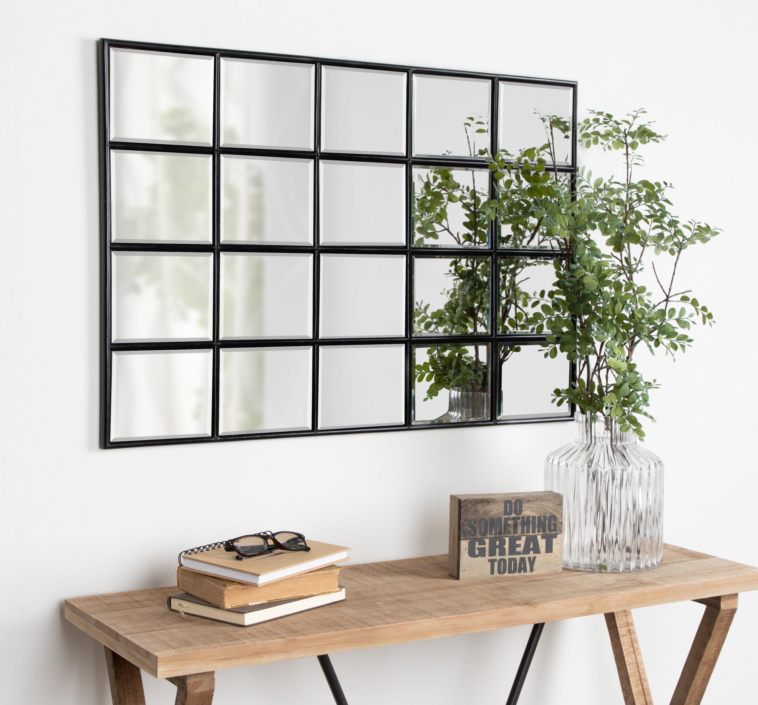 Kate and Laurel Denault Traditional Framed Windowpane Mirror, 24 x 36 Black