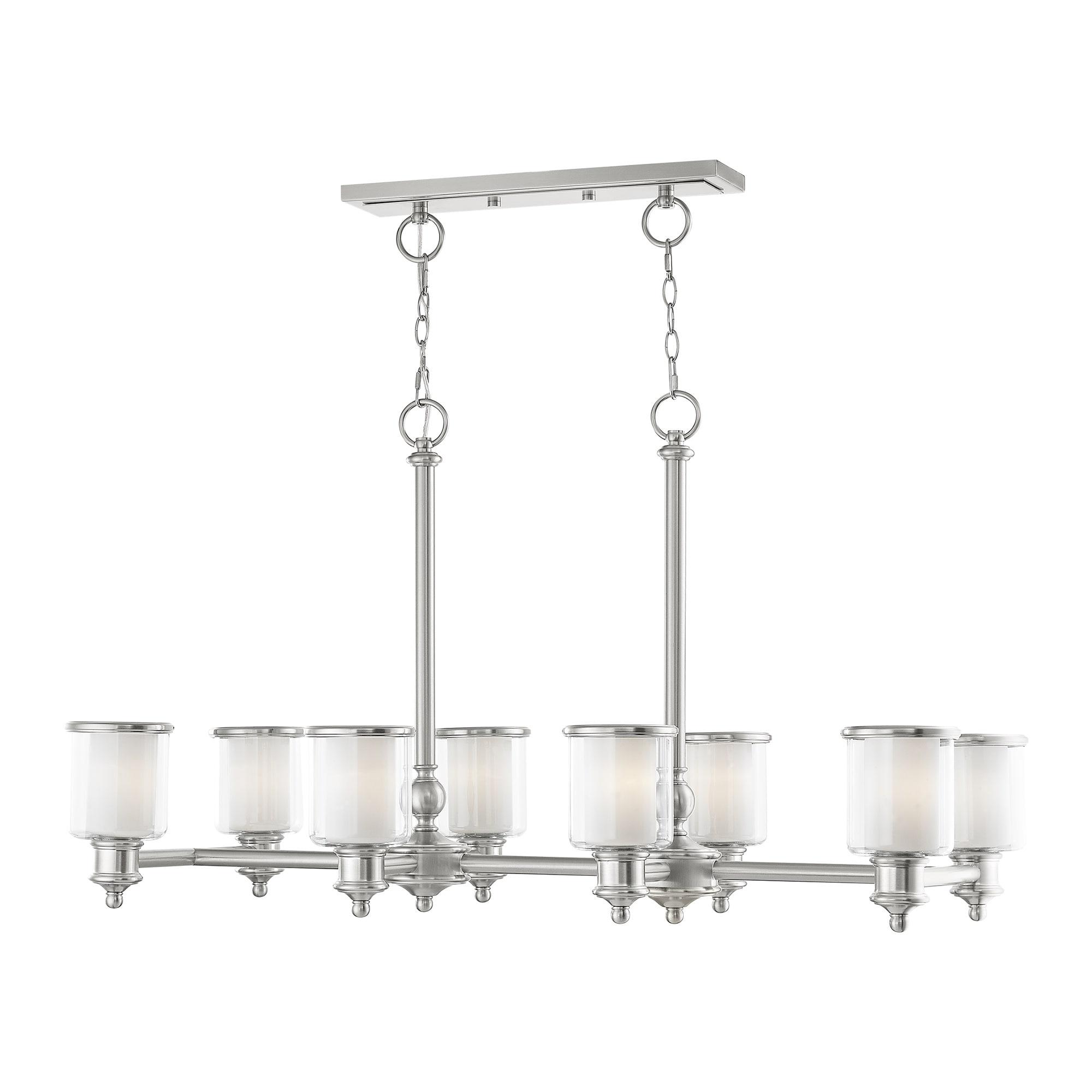 Livex Lighting 40208-91 Transitional Eight Light Linear Chandelier from Middlebush Collection in Pwt, Nckl, B/S, Slvr. Finish, 41.75 inches, 24.50x41.75x20.00, Brushed Nickel
