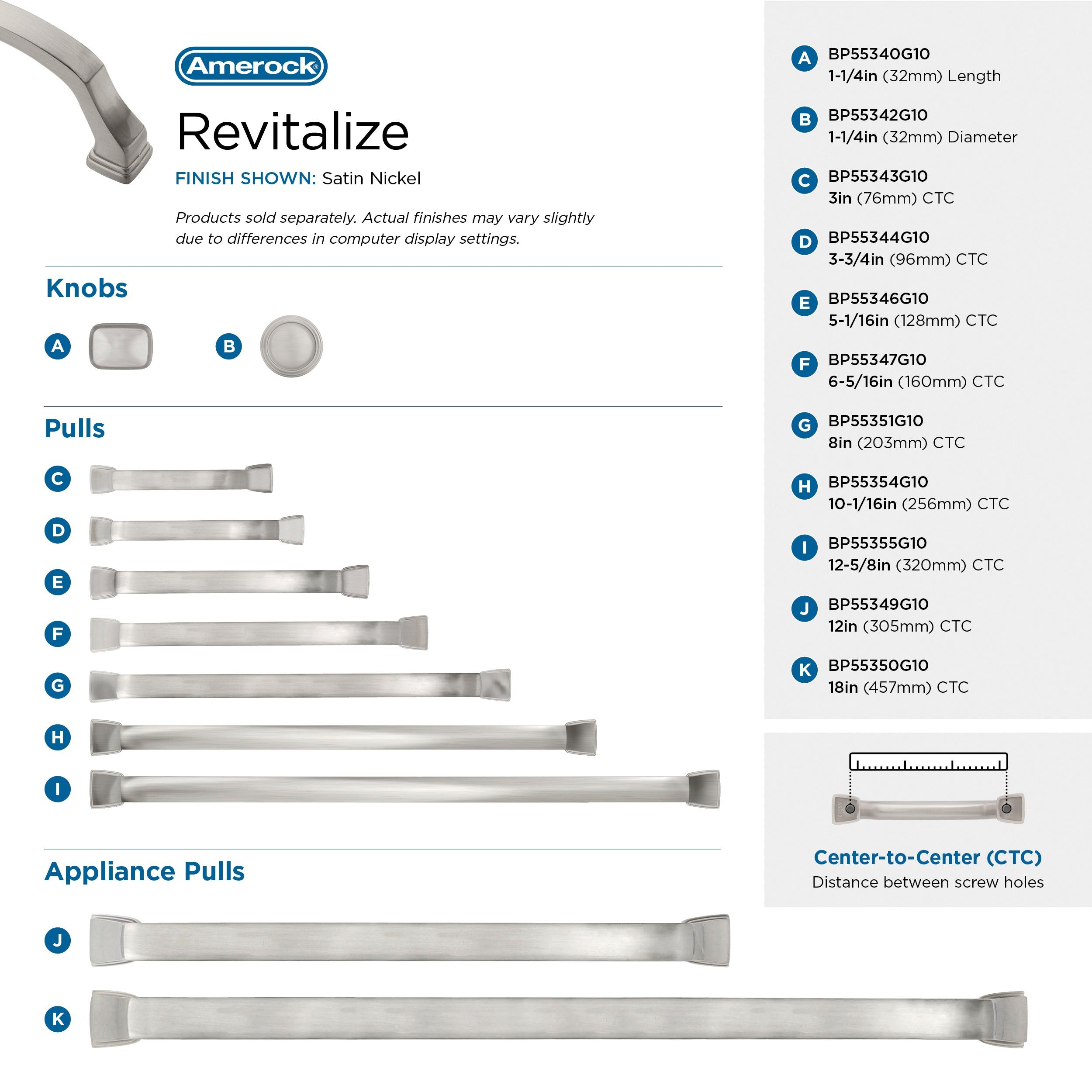 Amerock Revitalize 12-5/8 inch (320mm) Center-to-Center Satin Nickel Cabinet Pull