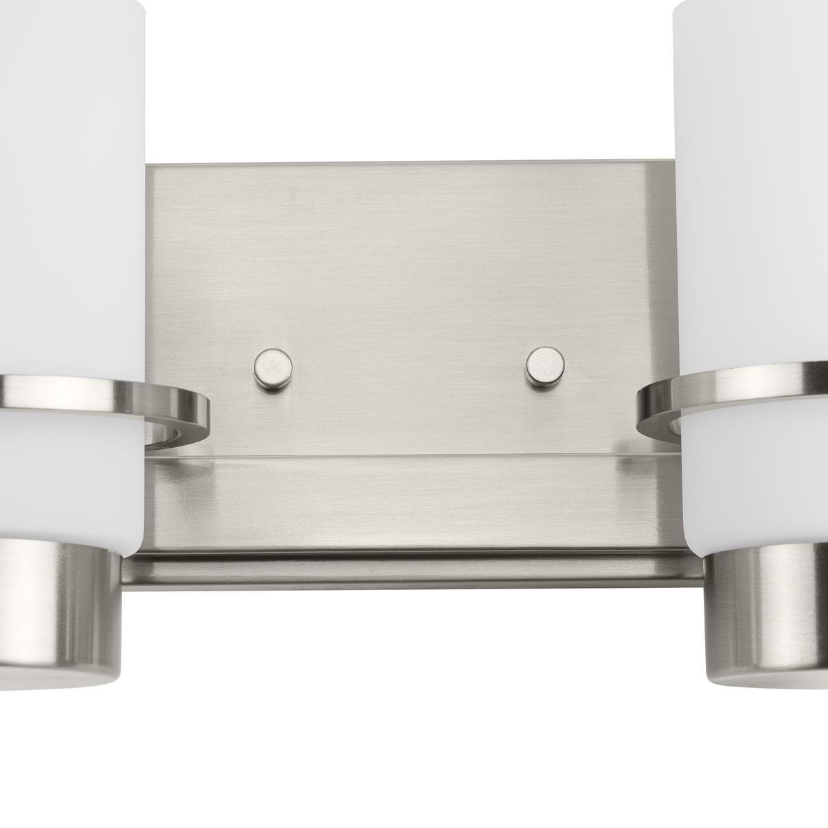 Progress Lighting Reiss 4-Light Vanity Light, Brushed Nickel, White Glass Shades