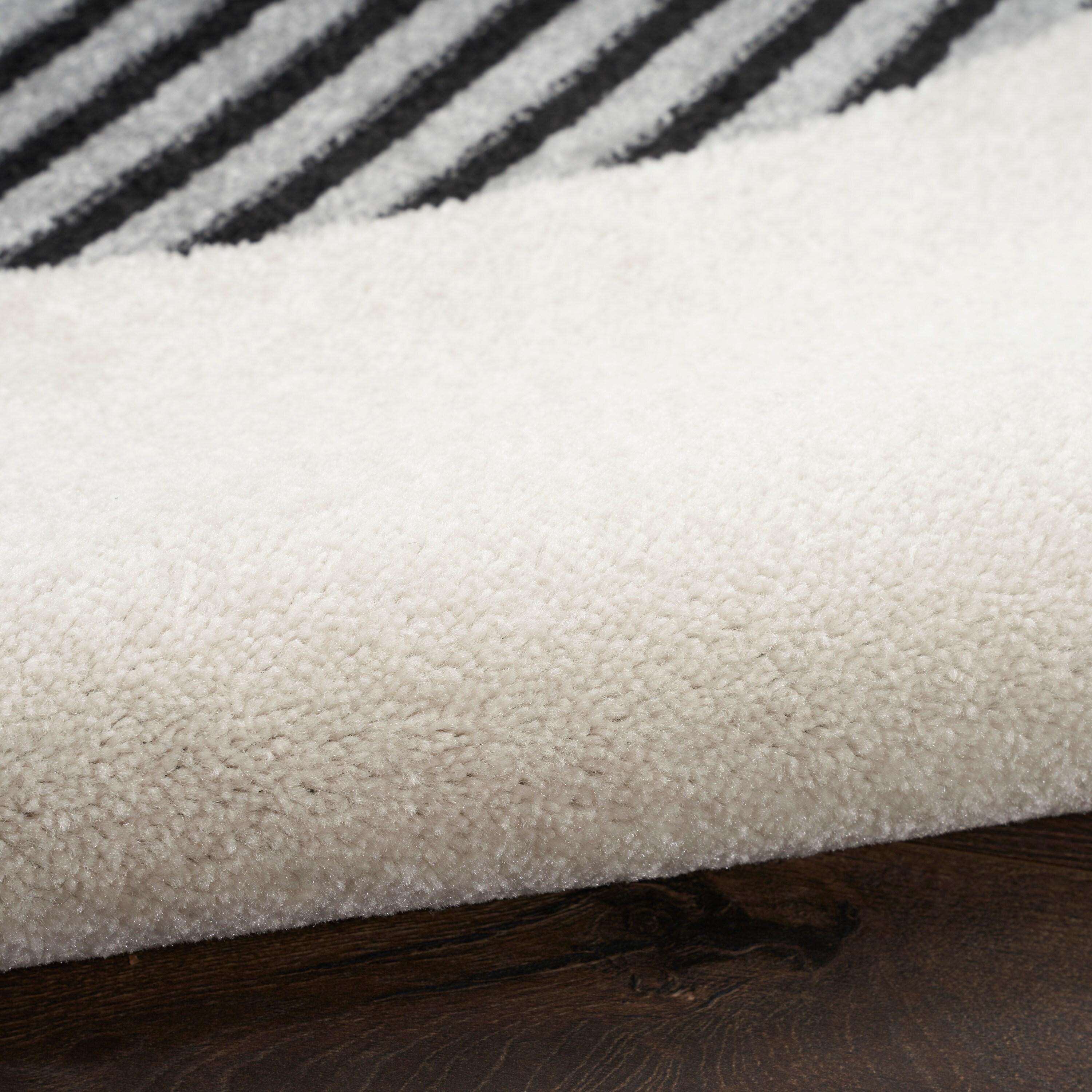 Nourison Modern Passion Circle Mid-Century Modern Indoor Rug Ivory/Black 2' x 3'