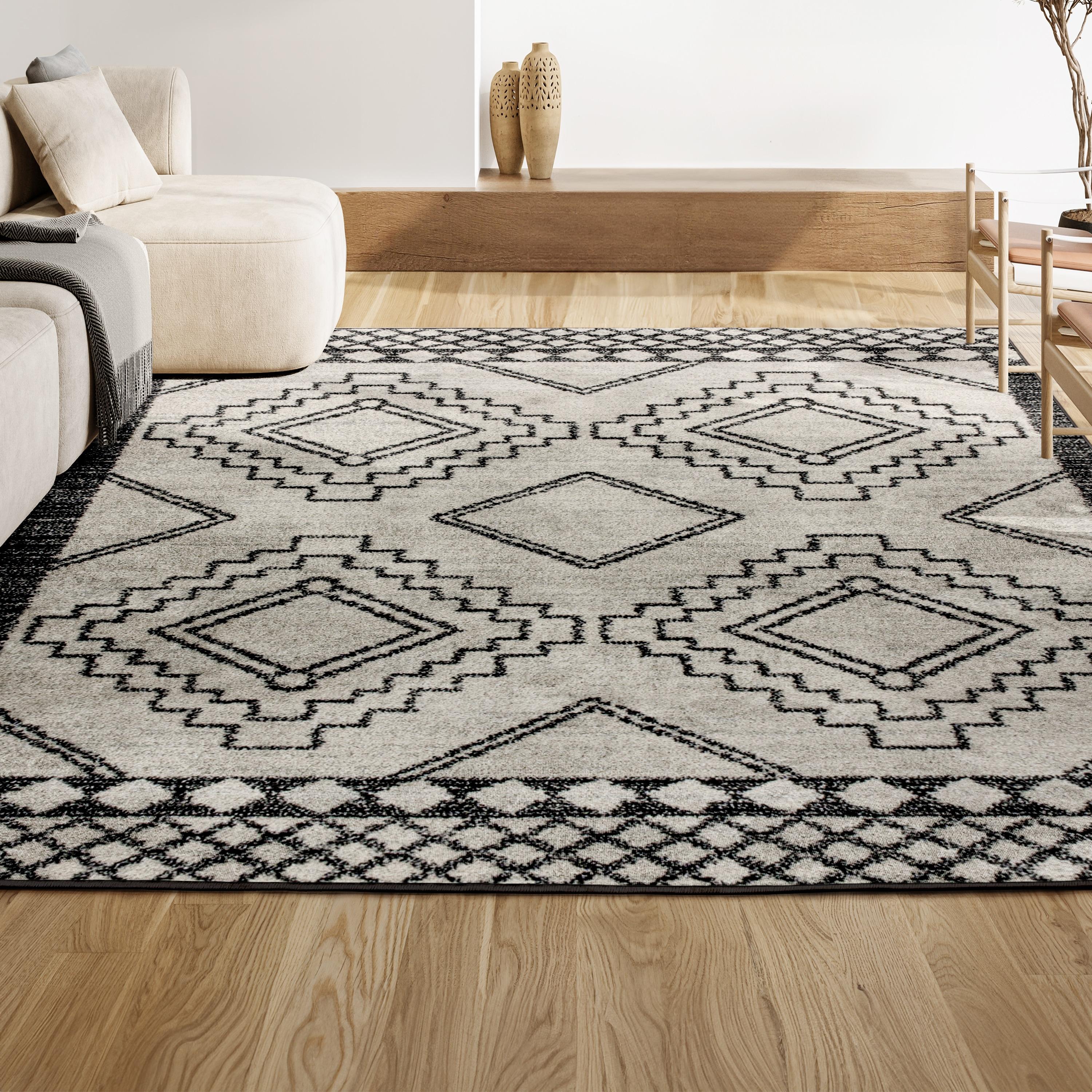 JONATHAN Y Amir Moroccan Beni Souk Cream/Black 3 ft. x 5 ft. Area Rug