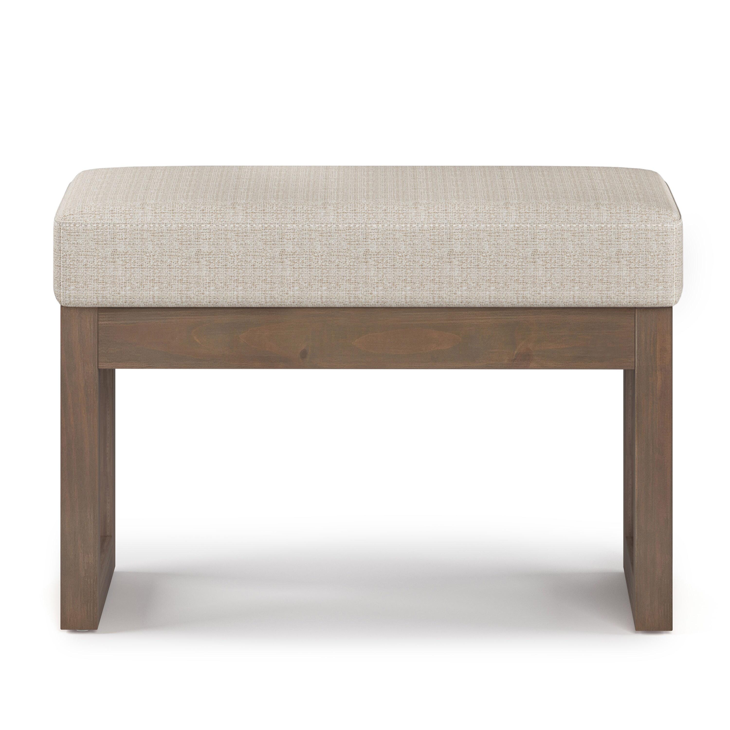 Simpli Home Milltown 26 in Wide Rectangle Footstool Small Ottoman Bench