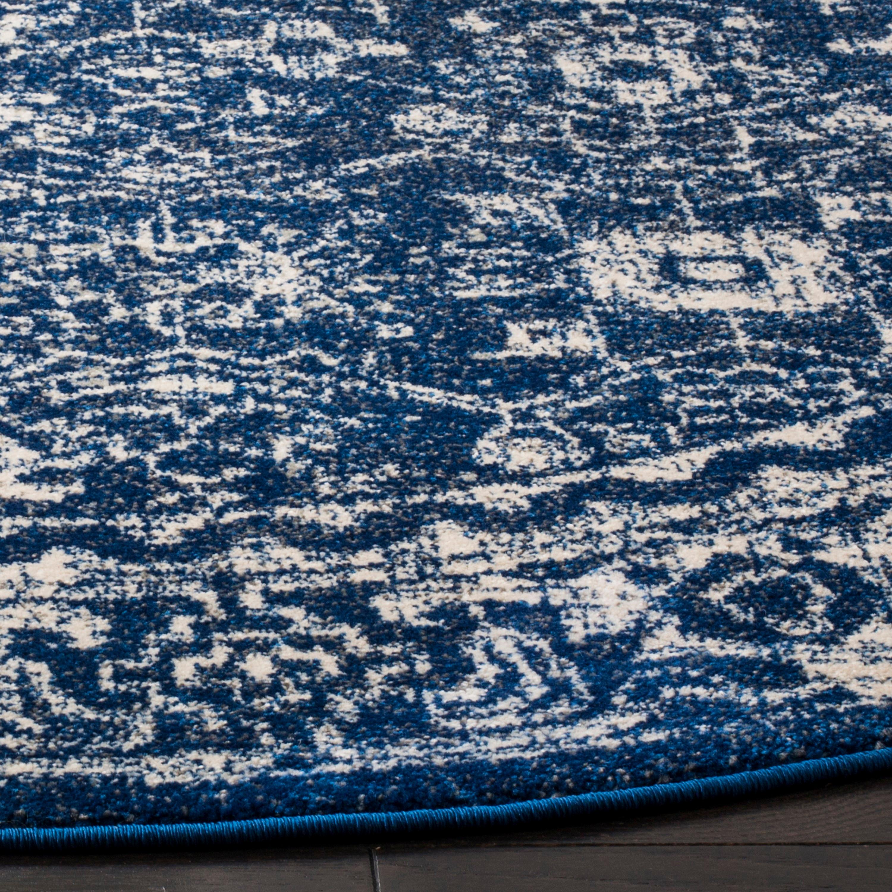 Evoke EVK270 Power Loomed Accent Rug Navy / Ivory 3' X 3' Round - Safavieh.