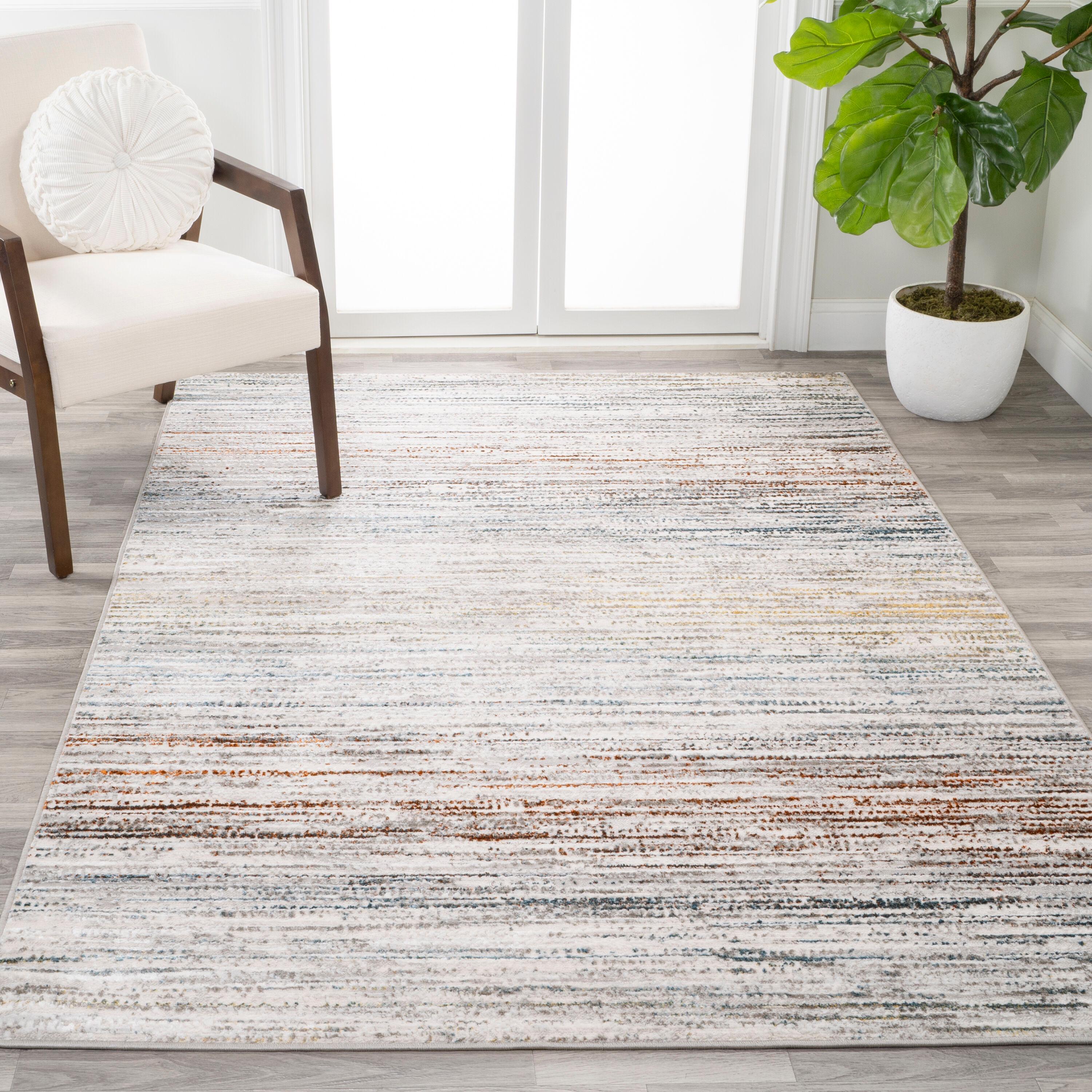 JONATHAN Y Loom Modern Strie'  Gray/Blue/Orange 3 ft. x 5 ft. Area Rug