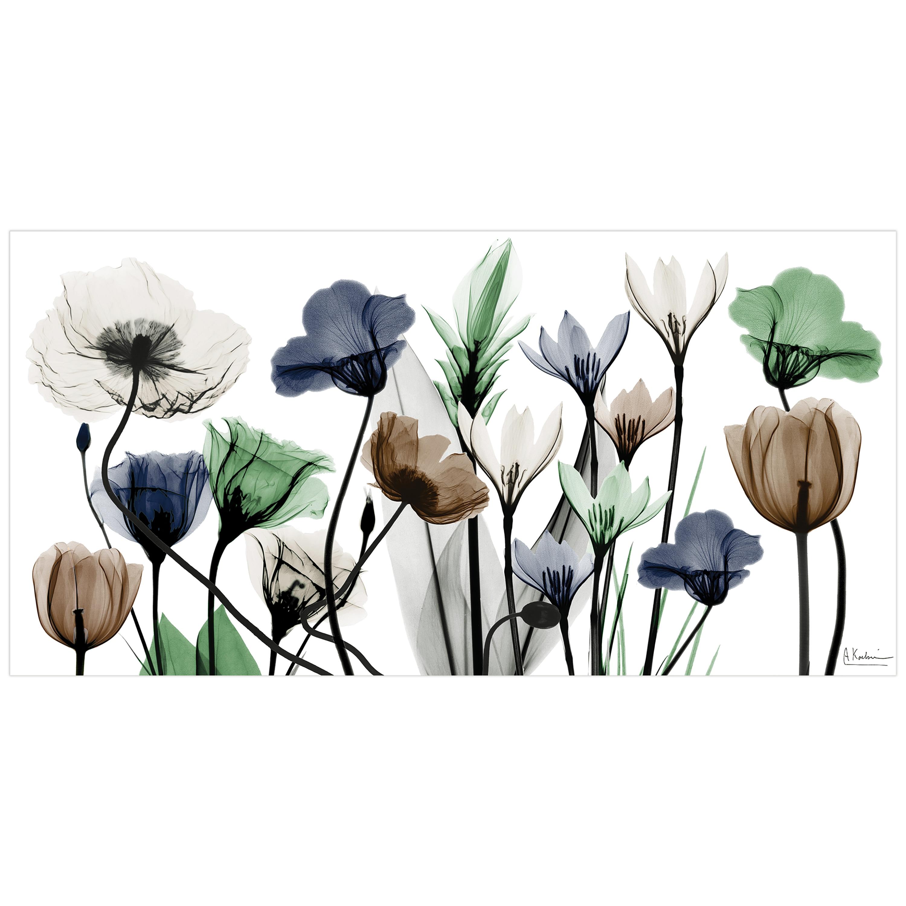 Empire Art Direct Floral Landscape Frameless Free Floating Tempered Glass Panel Graphic Flower Wall Art, 24" x 48" x 0.2", Ready to Hang