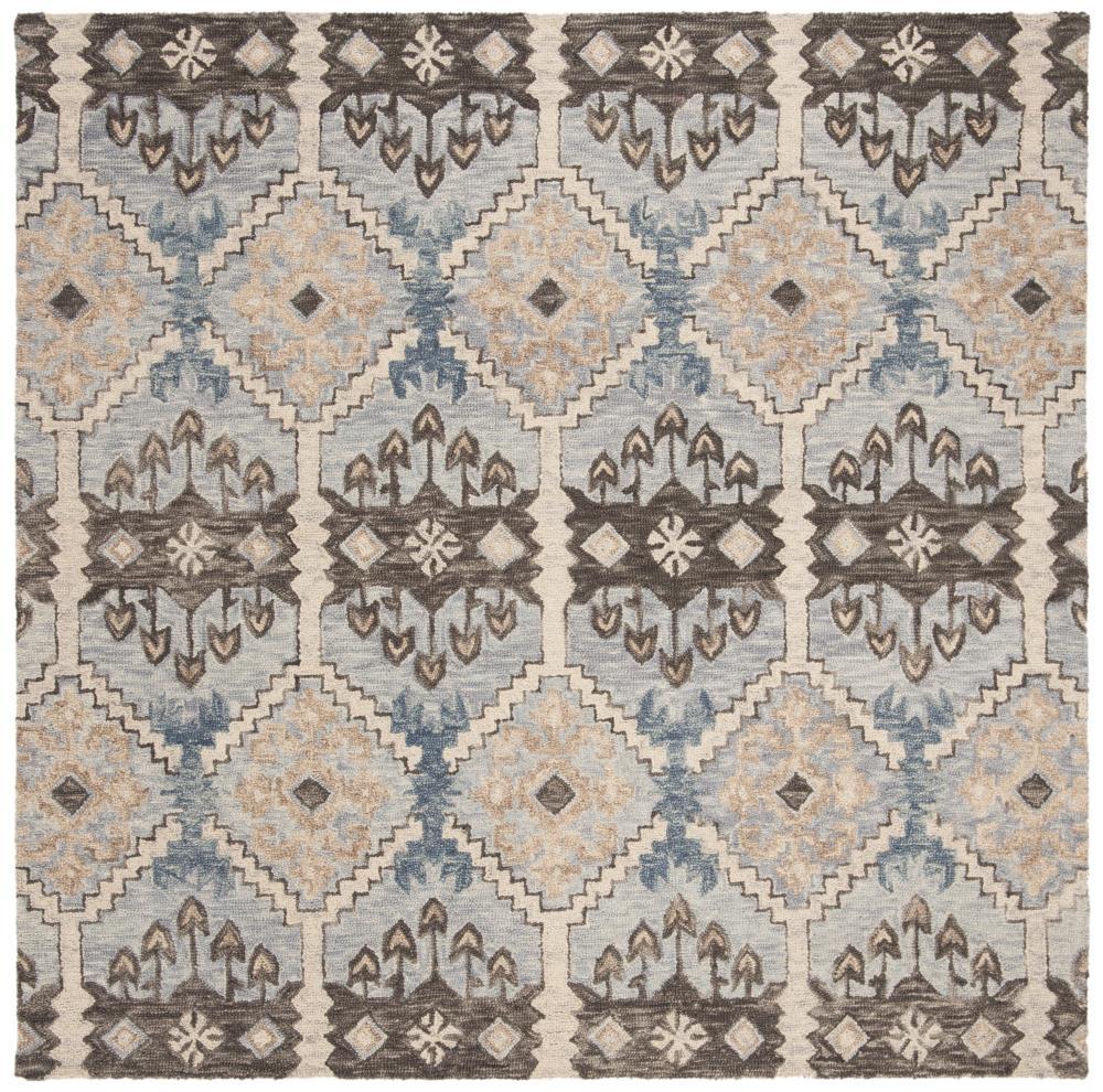 Aspen APN512 Hand Tufted Area Rug - Light Blue/Cream - 7' X 7' Square - Safavieh.