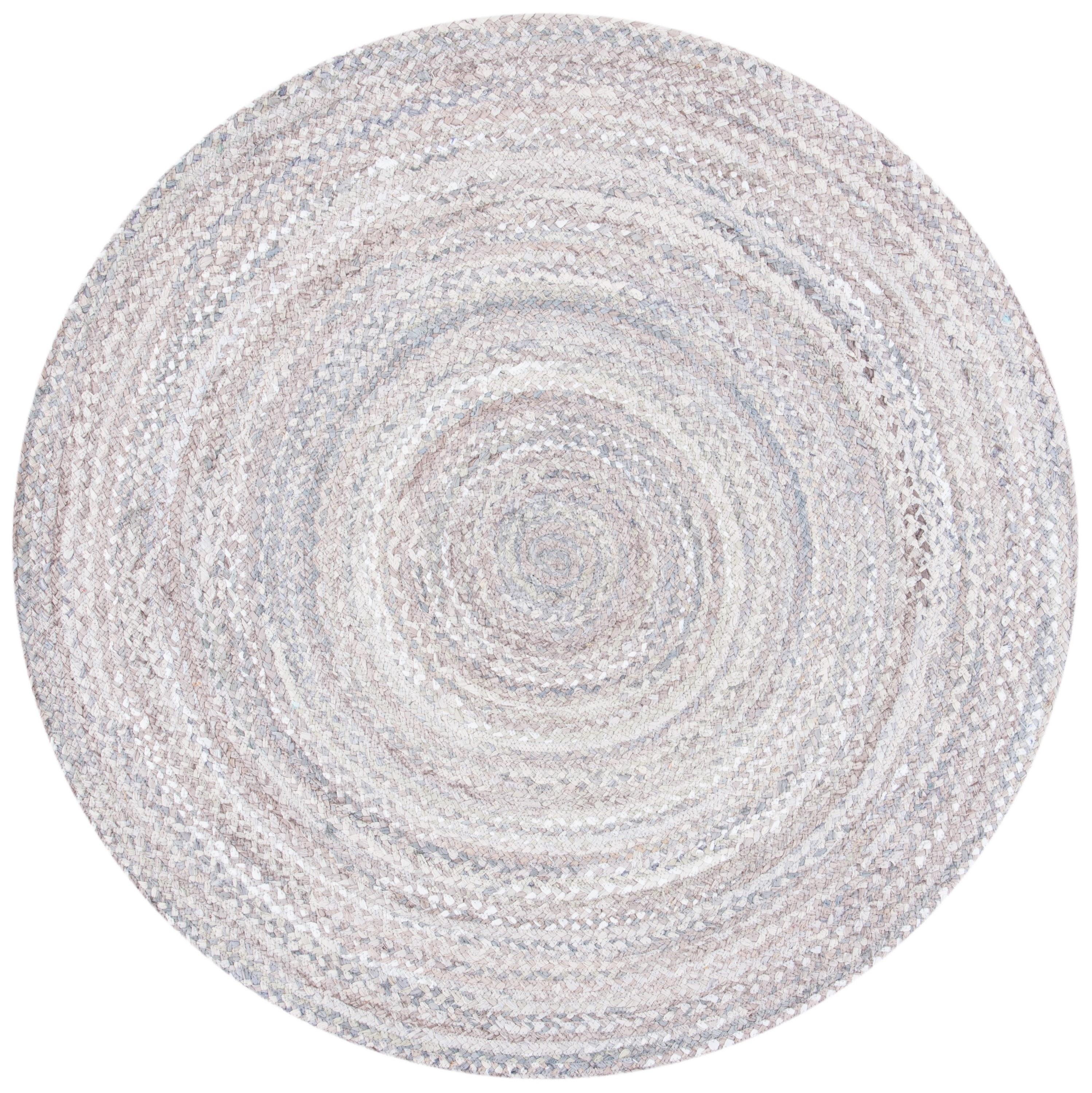 Braided BRD452 Hand Woven Indoor Area Rug - Light Grey - 5' Round - Safavieh