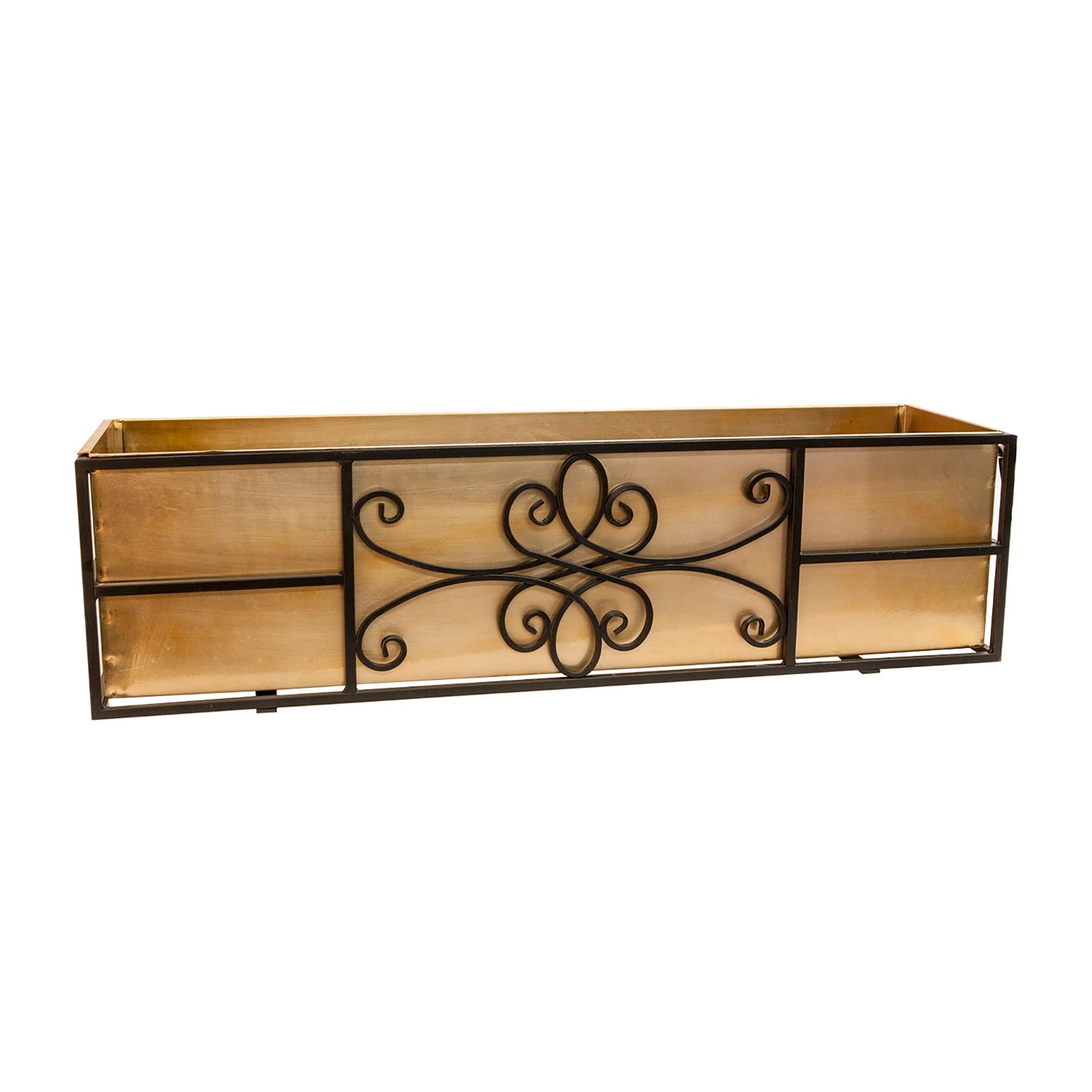 Style Selections Rectangle 9.75-Inches W Medium Black Metal Outdoor Window box with Drainage Holes