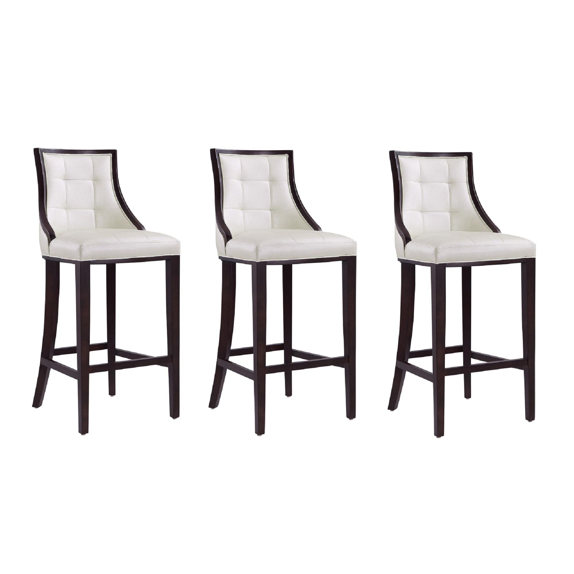 Set of 3 Fifth Avenue 31.5" Beech Wood Barstools with Footrest - Manhattan Comfort