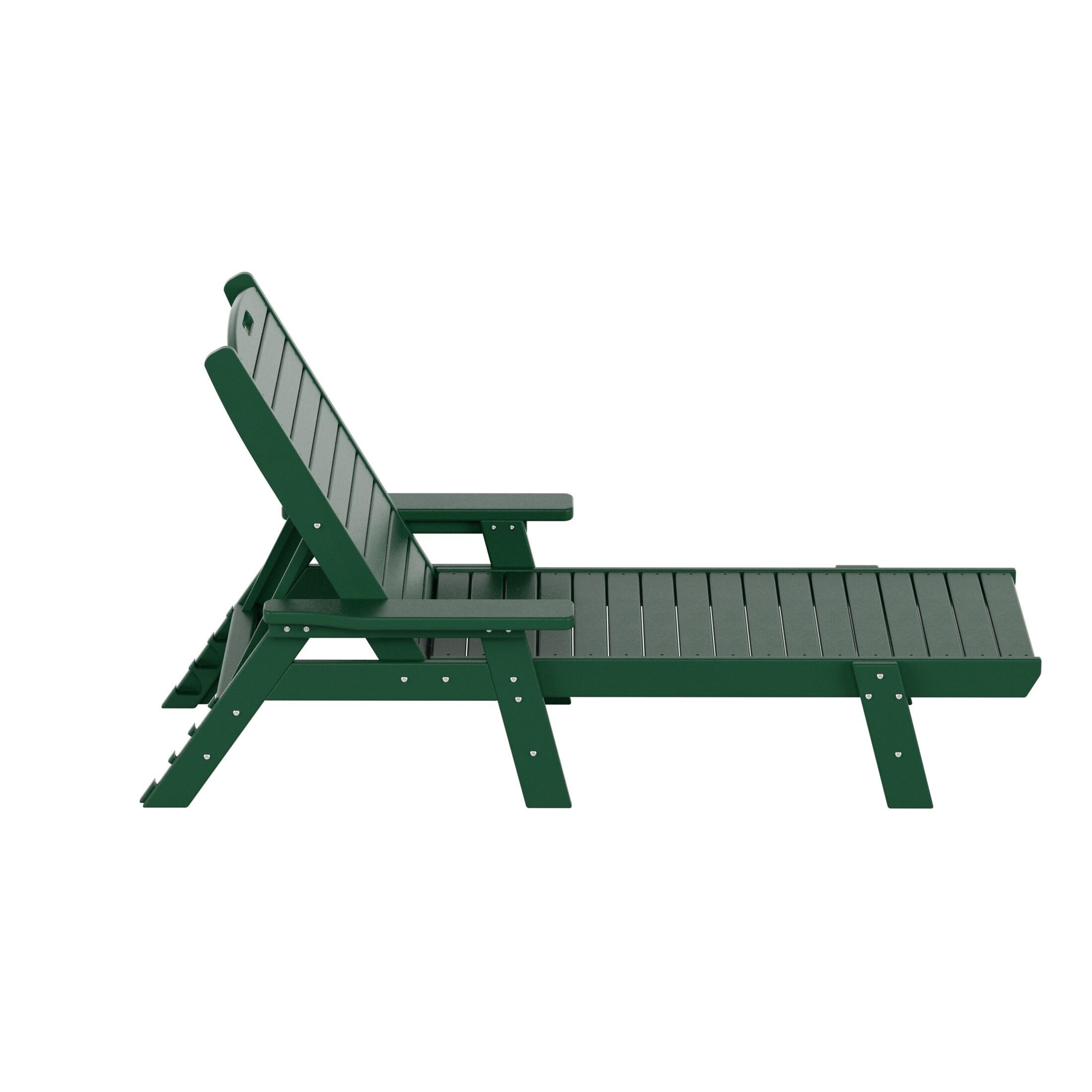 Polytrends Laguna 78" Poly Weather-Resistant Outdoor Chaise Lounge (Set of 2) Dark Green