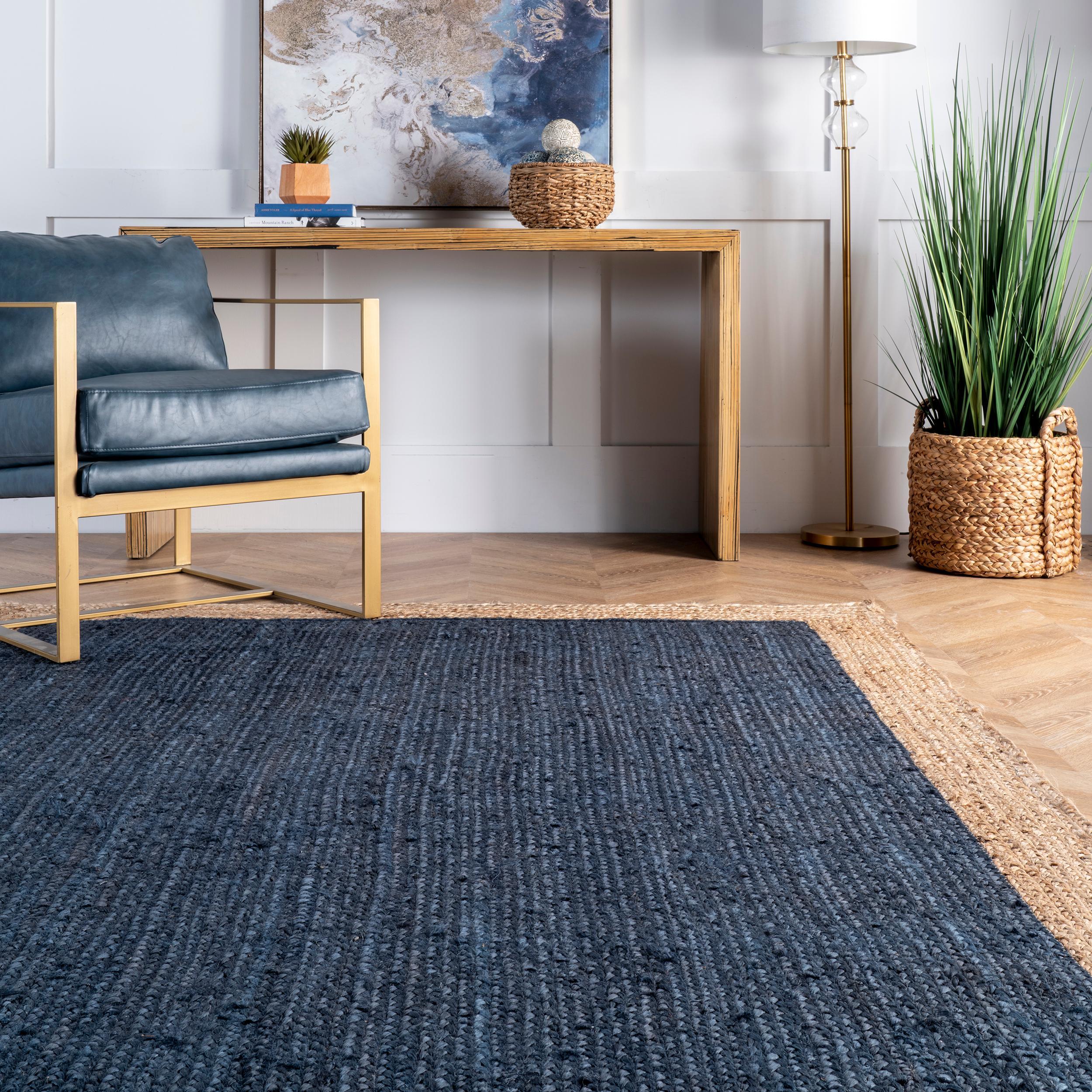 2'6"x8' Runner Hand Woven Eleonora Area Rug Blue- nuLOOM: Modern Jute Runner Rug, Low Pile, Indoor Use