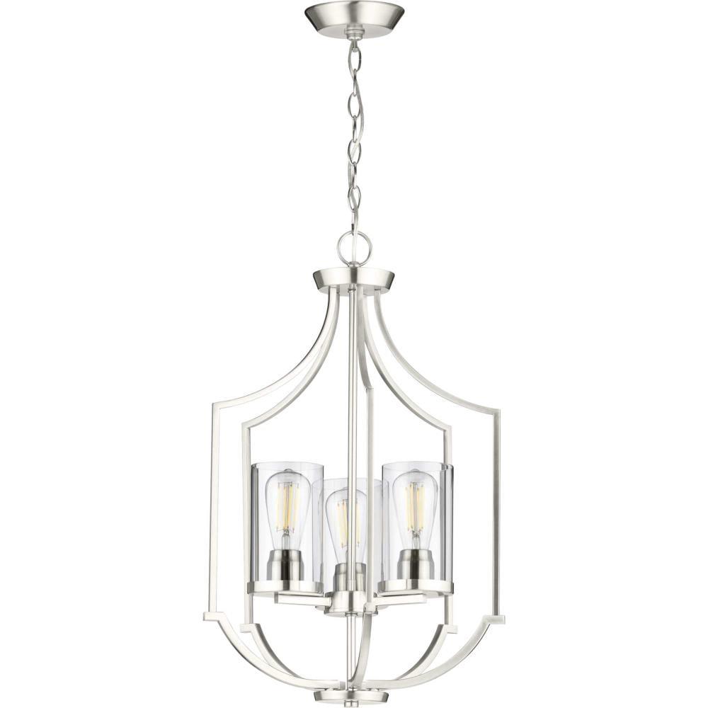 Progress Lighting Lassiter 3-Light Foyer Brushed Nickel Pendant with Clear Glass Shades