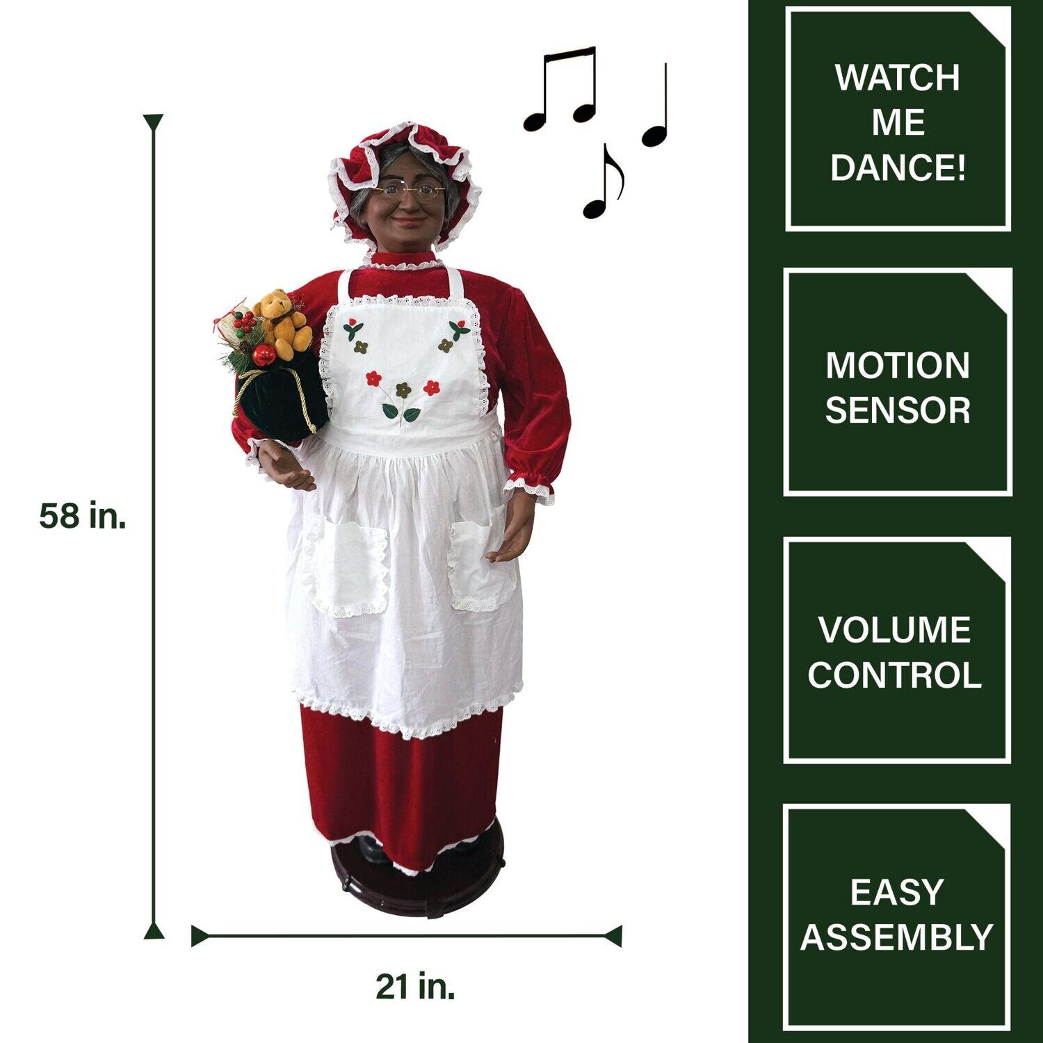 Fraser Hill Farm 58-in. Dancing African American Mrs. Claus Animatronic