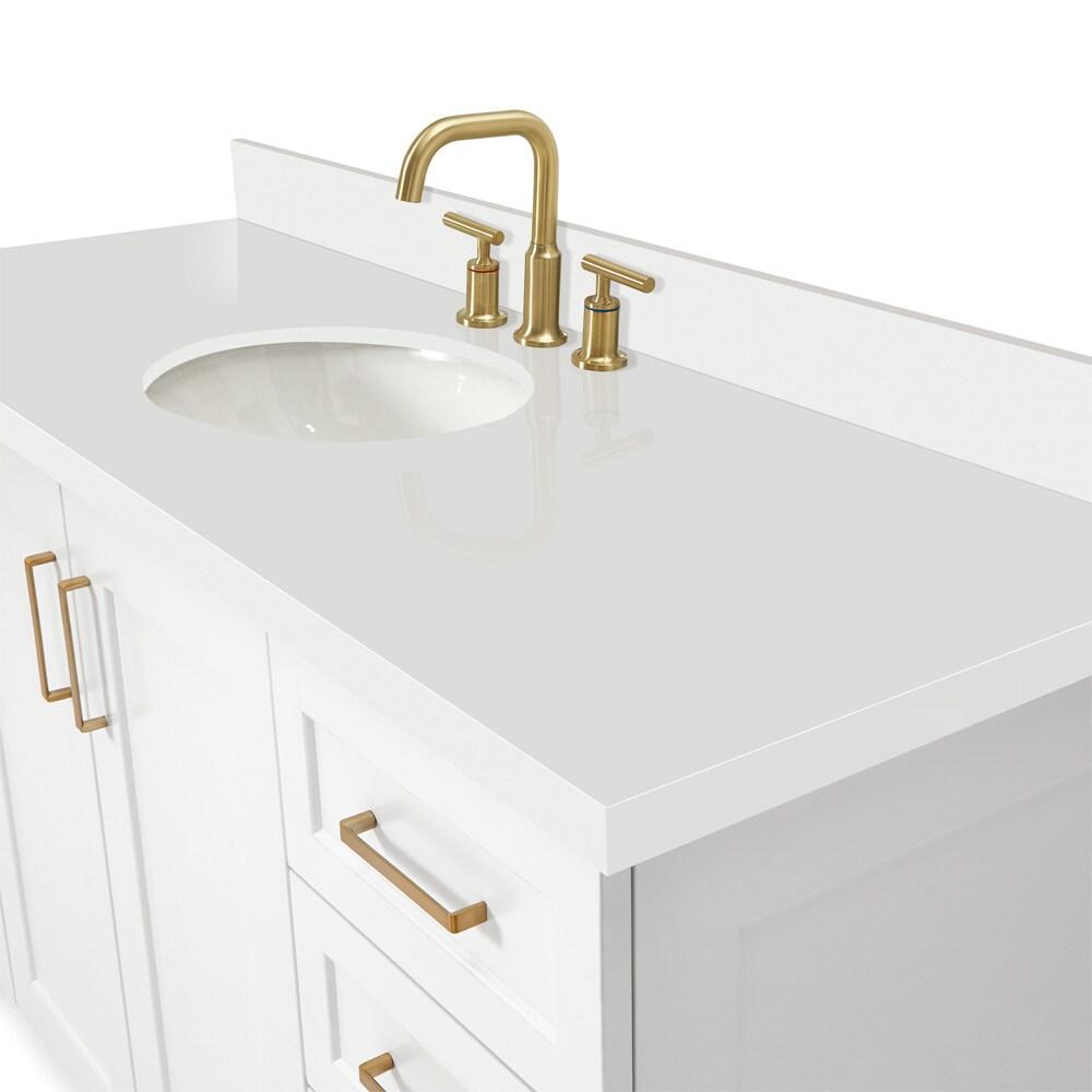 White Freestanding Single Bathroom Vanity with Quartz Top