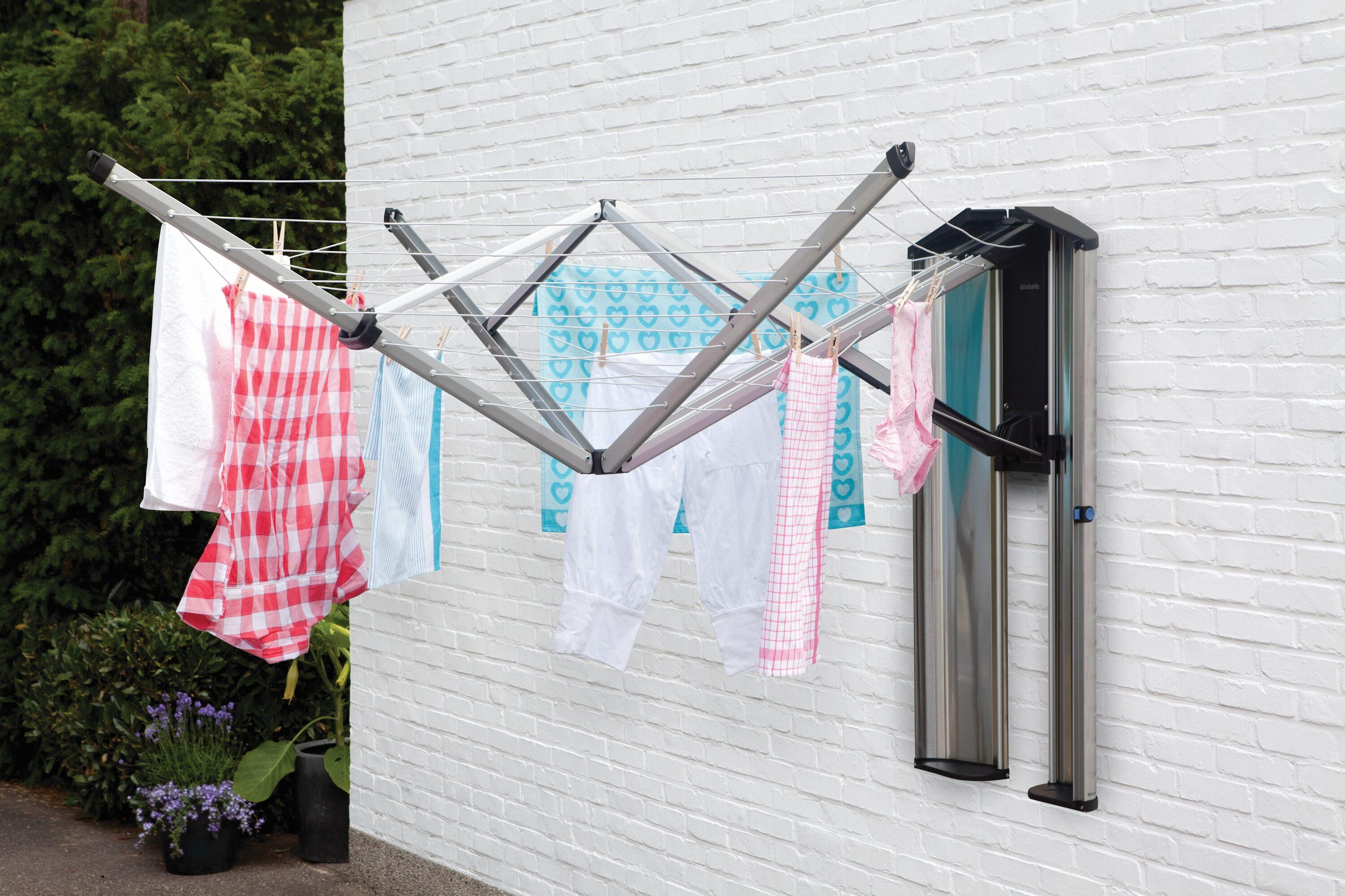 Brabantia Matt Steel Wall-Mounted Retractable Clothesline with Storage Box