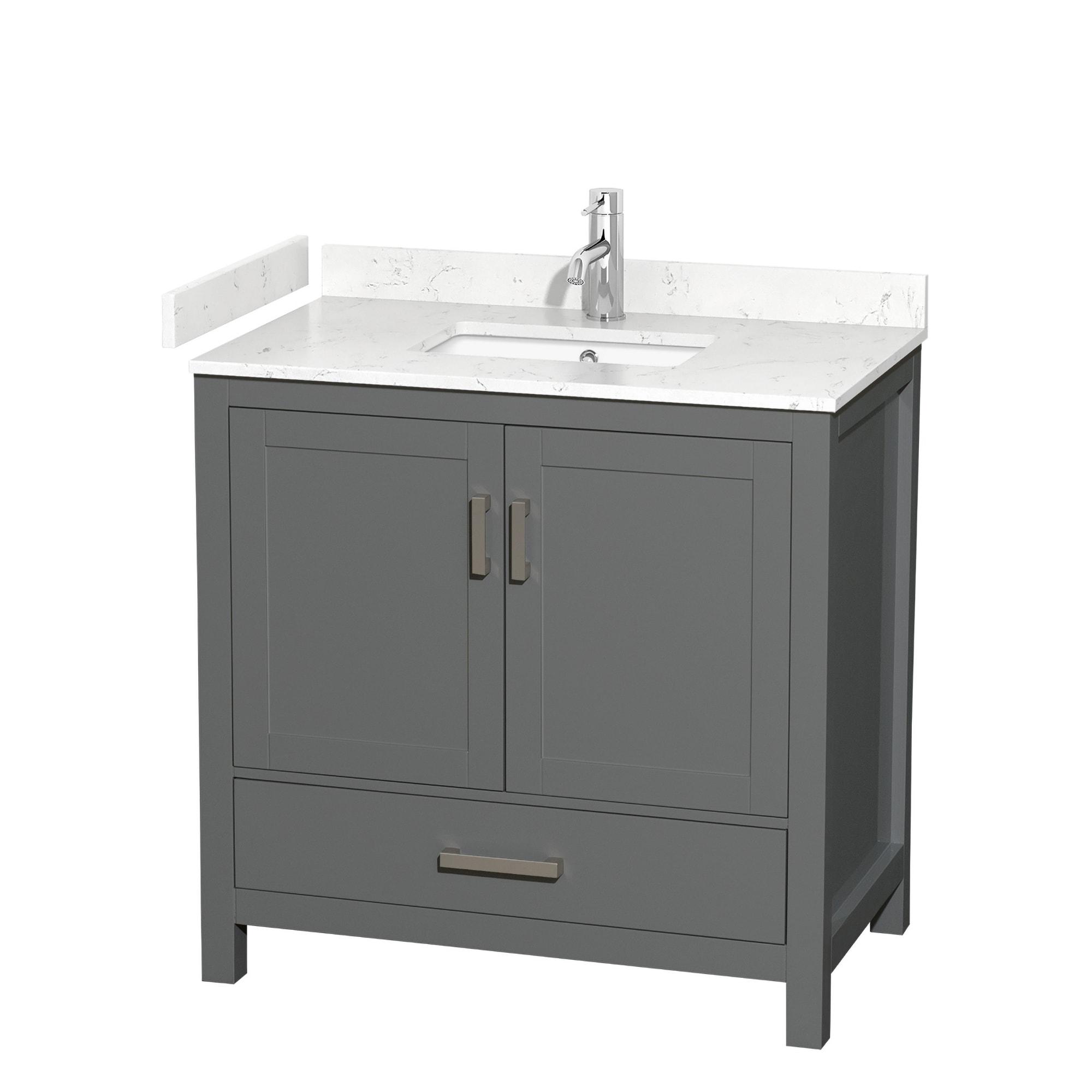 Sheffield 36" Dark Gray Bathroom Vanity with Carrara Marble Top