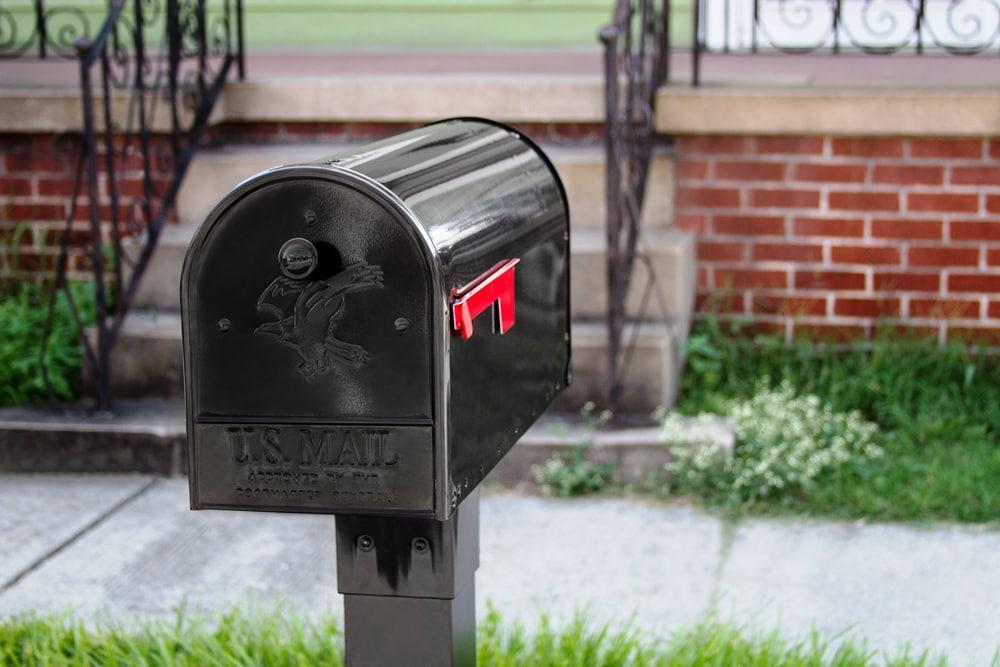 Gibraltar Mailboxes Outback Classic Galvanized Steel Post Mount Black Double Door Mailbox