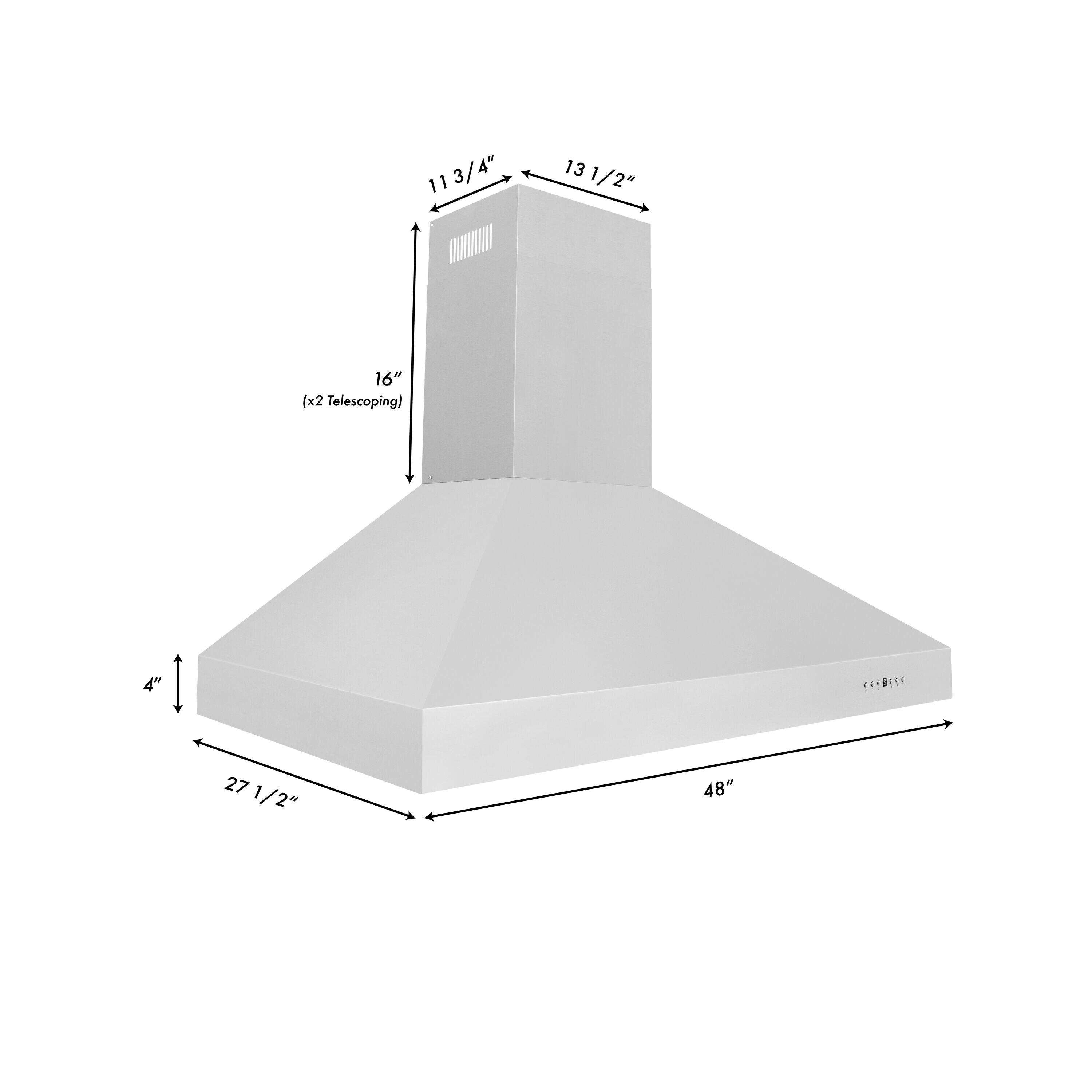 ZLINE 48 in. Professional Ducted Wall Mount Range Hood in Stainless Steel (697-48)