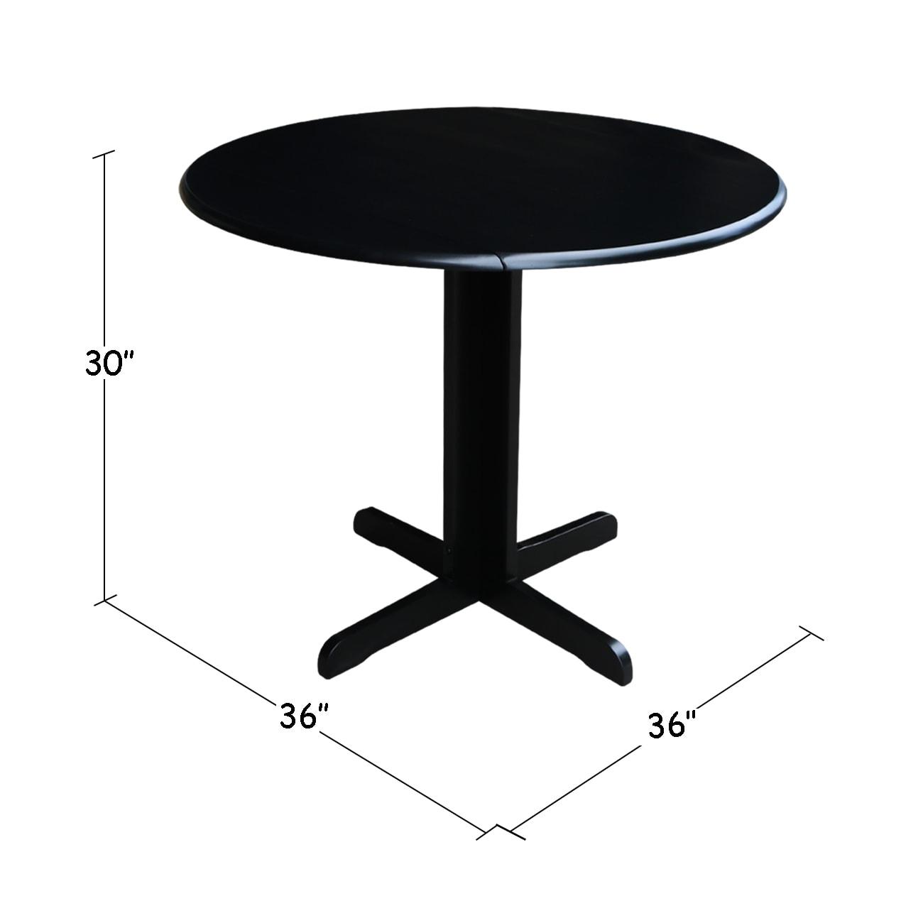 36" Dual Dining Drop Leaf Dining Table Black - International Concepts