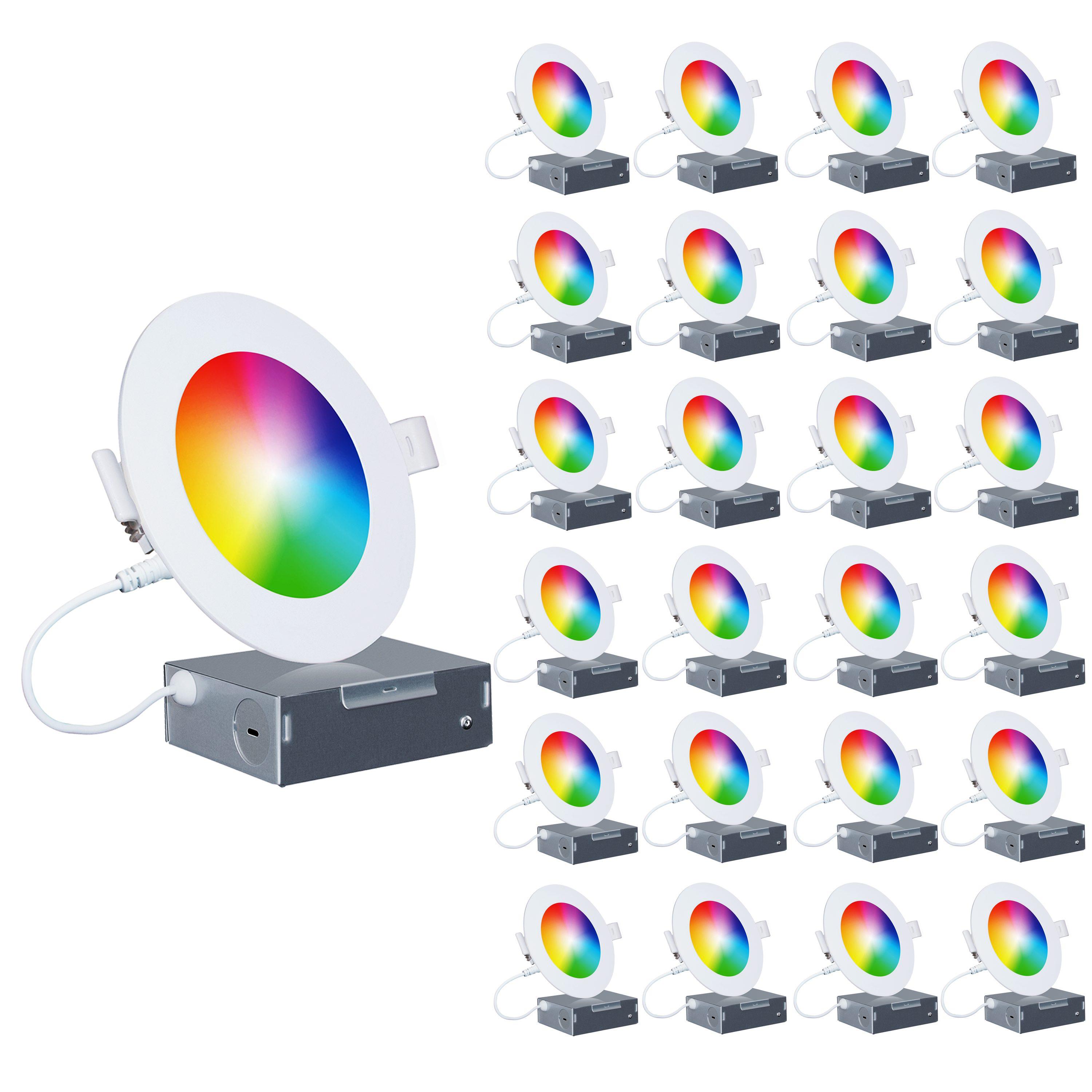Infibrite IB-002-1-12W-HLW-24PK 6'' Tunable Color Temperature Dimmable Air-Tight IC Rated LED Canless Recessed Lighting Kit (Set of 24)