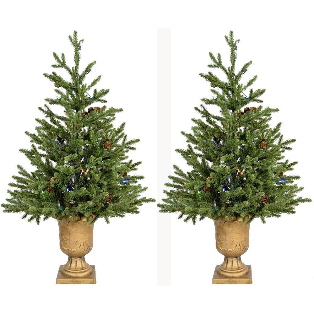 Carmel Pine 36'' Lighted Fir Christmas Tree (Set of 2)