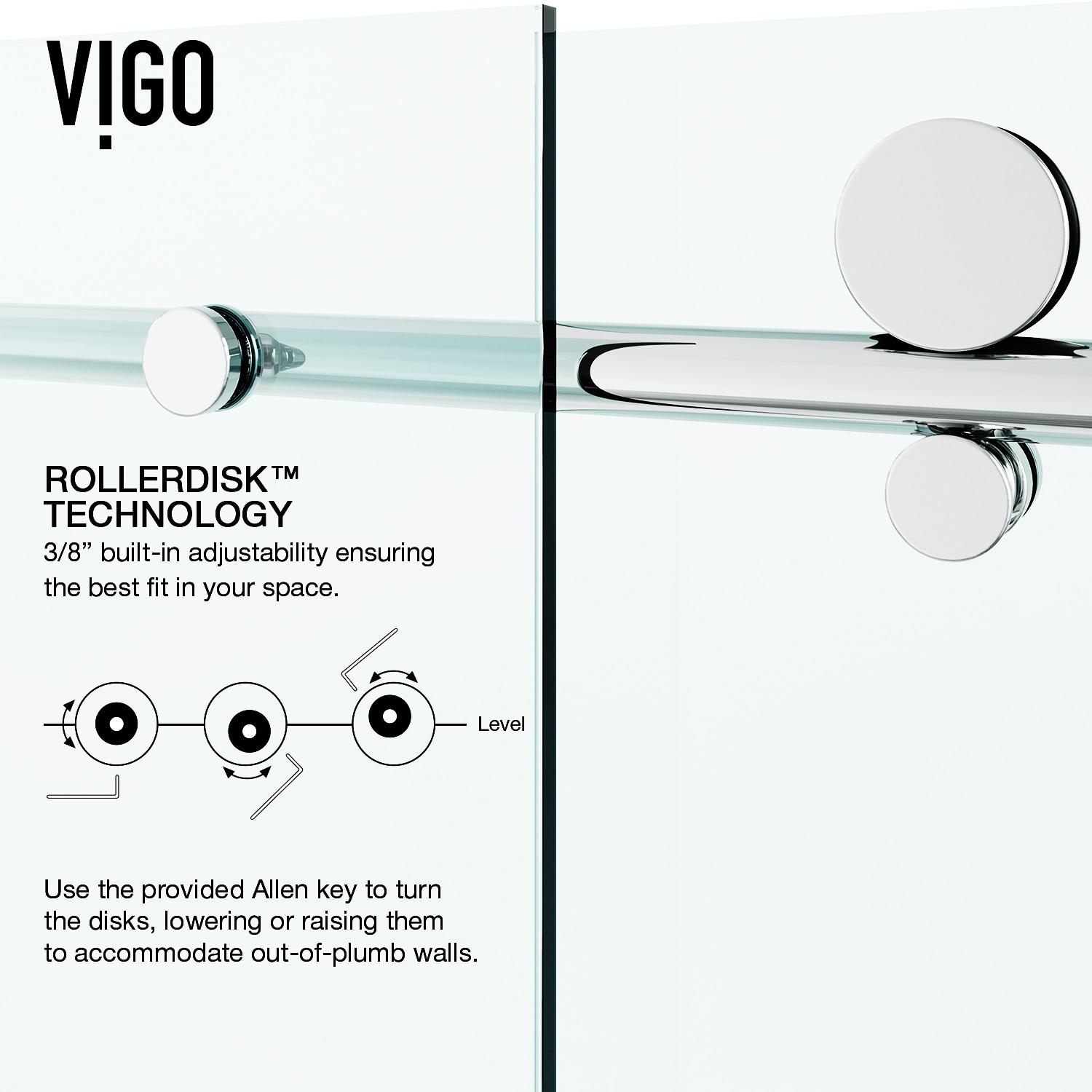 Elan E-Class 44-48" W x 76" H Sliding Frameless Shower Door with 3/8" Clear Glass