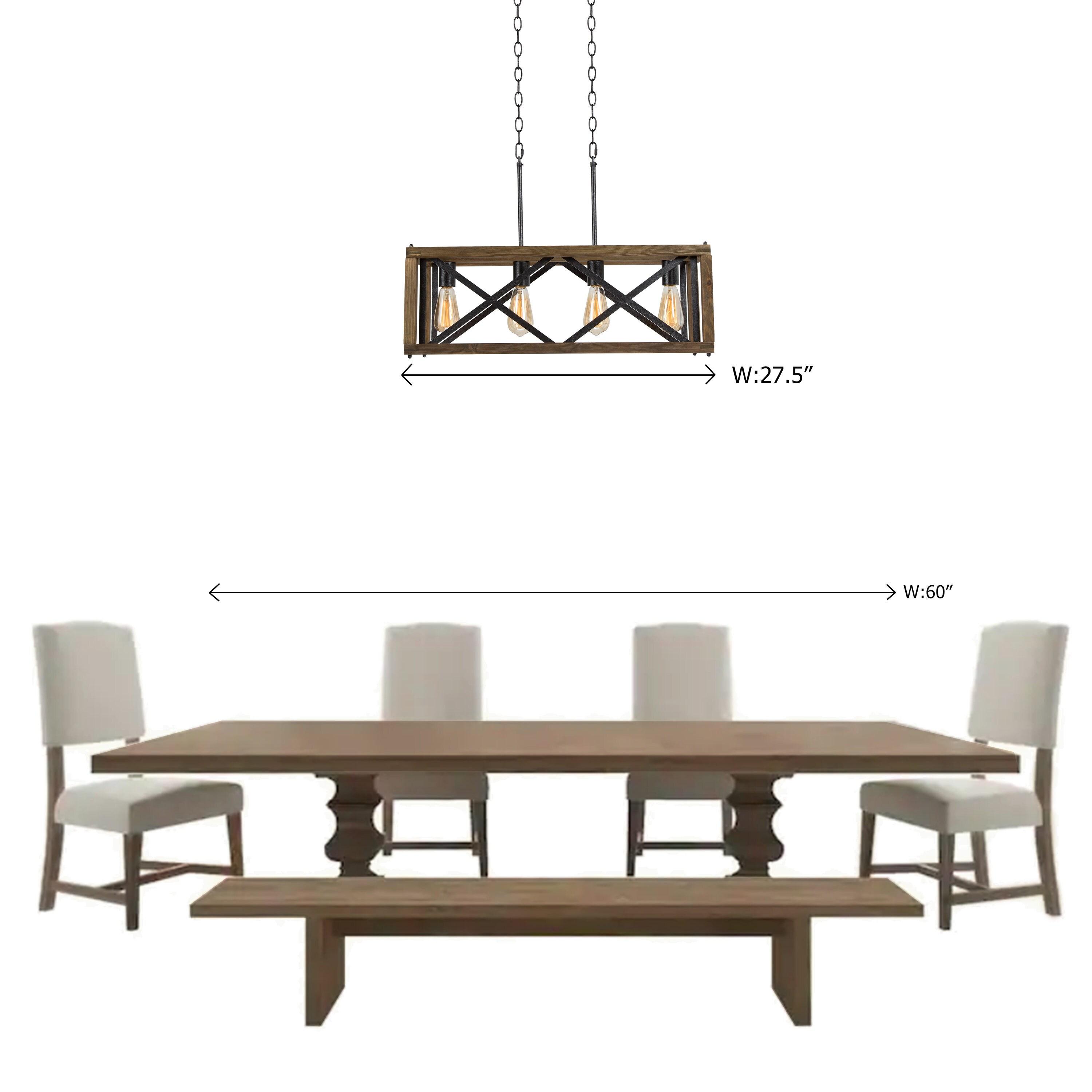 LNC Farmhouse Decor 4-Light Wood Chandelier Kitchen Island Light Fixtures, Large Modern Farmhouse Chandeliers Light for Dining Room, Kitchen Island, Bedroom