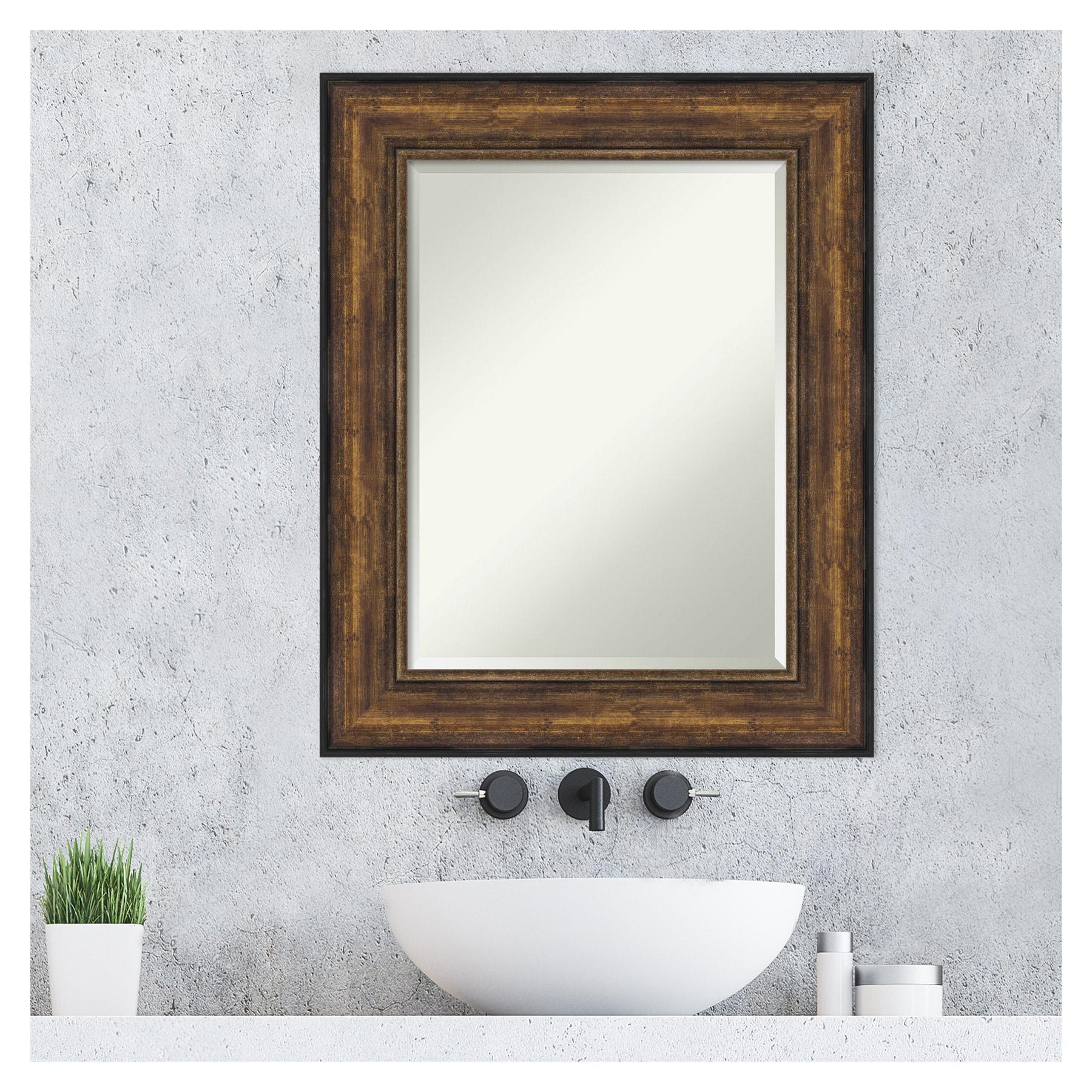Medium Rectangle Bronze Bronze/Copper Metallic Beveled Glass Modern Mirror (31.5 in. H x 25.5 in. W)