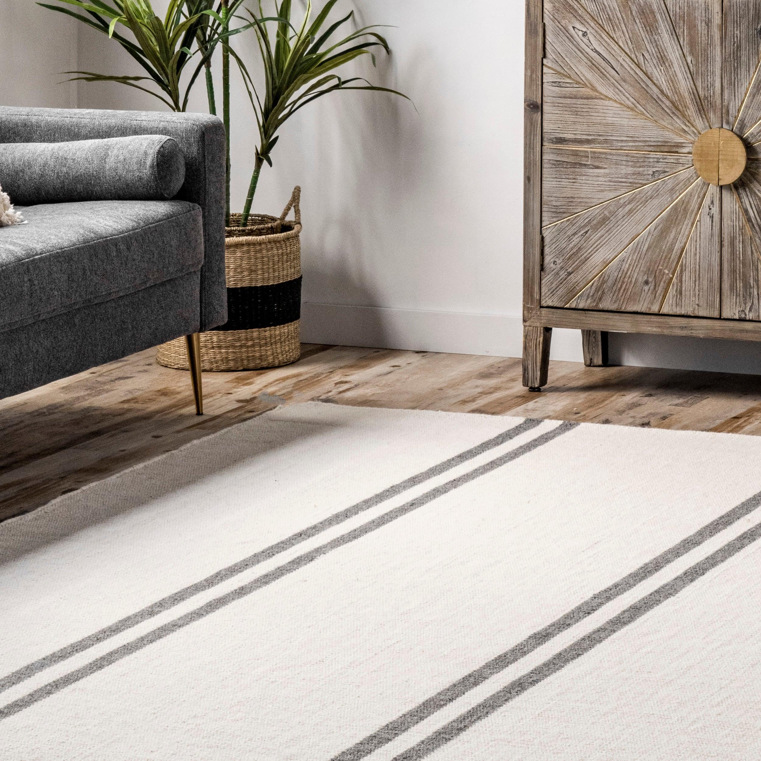 Elowen Double Striped Wool Area Rug