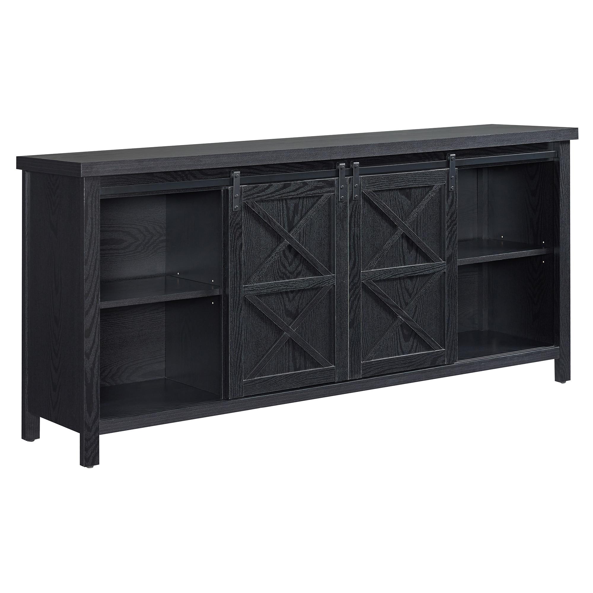 Evelyn&Zoe Elmwood Rectangular TV Stand for TV's up to 75", Black Grain