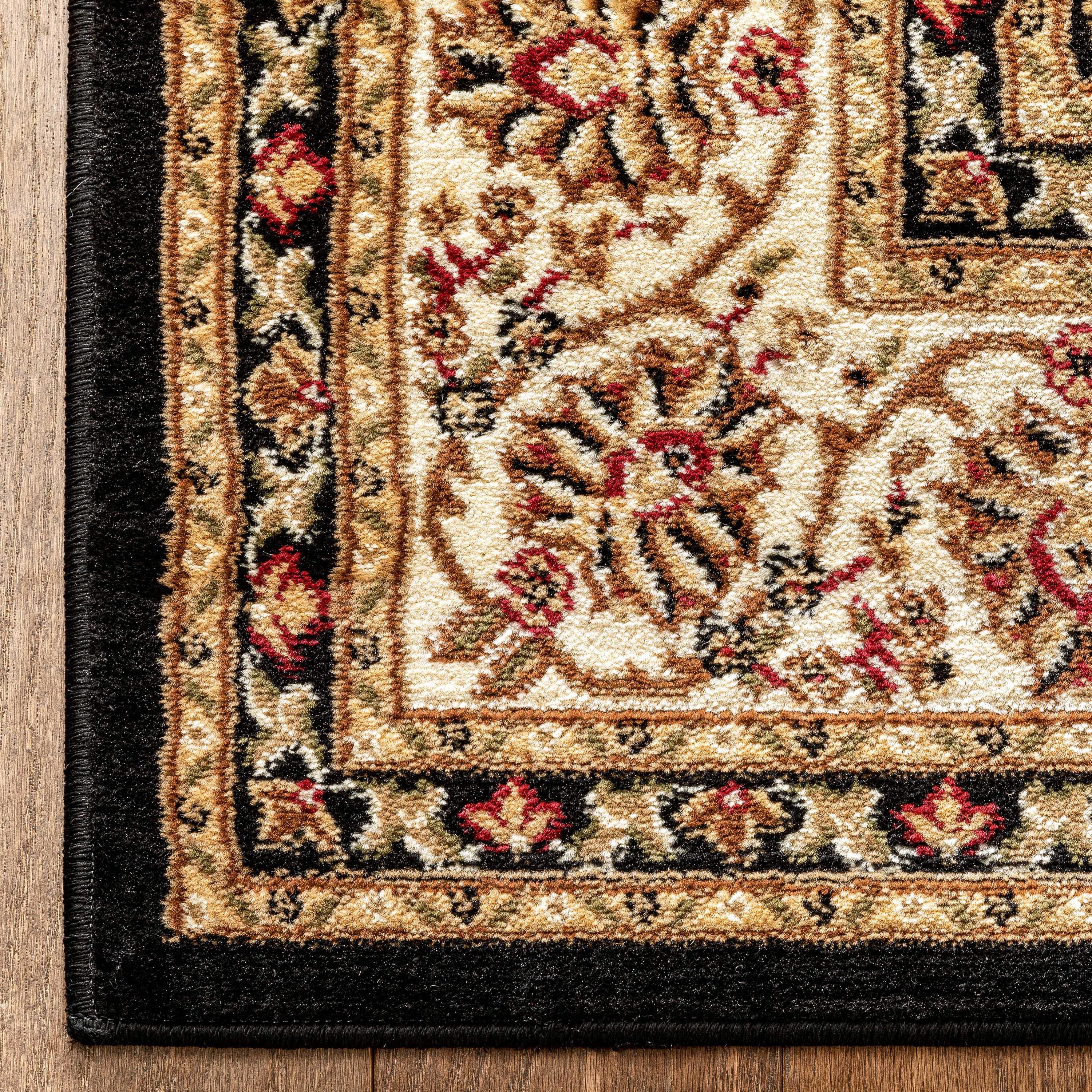 Well Woven Barclay Sarouk Traditional Oriental Panel Black 3'11" x 5'3" Area Rug