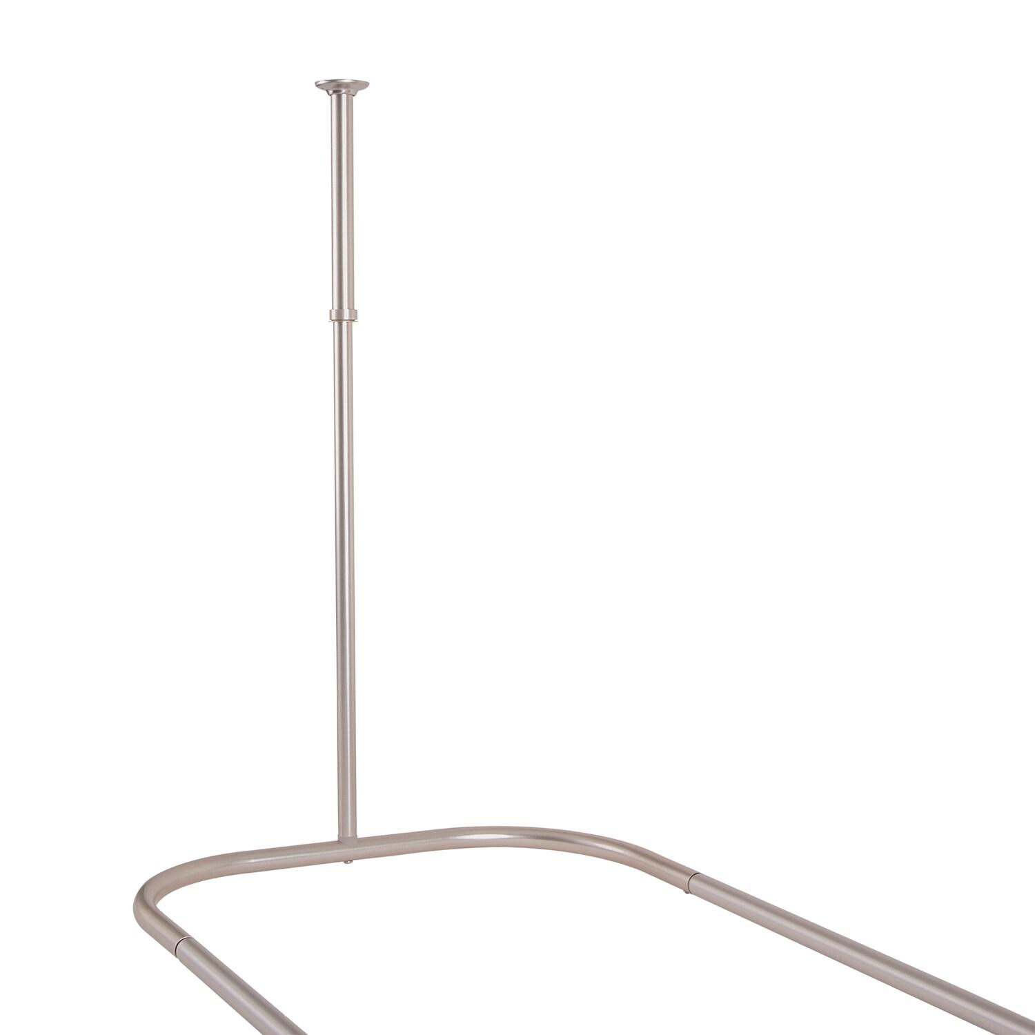 Utopia Alley Rustproof 54" L D-Shaped Fixed Shower Curtain Rod & Hook Set