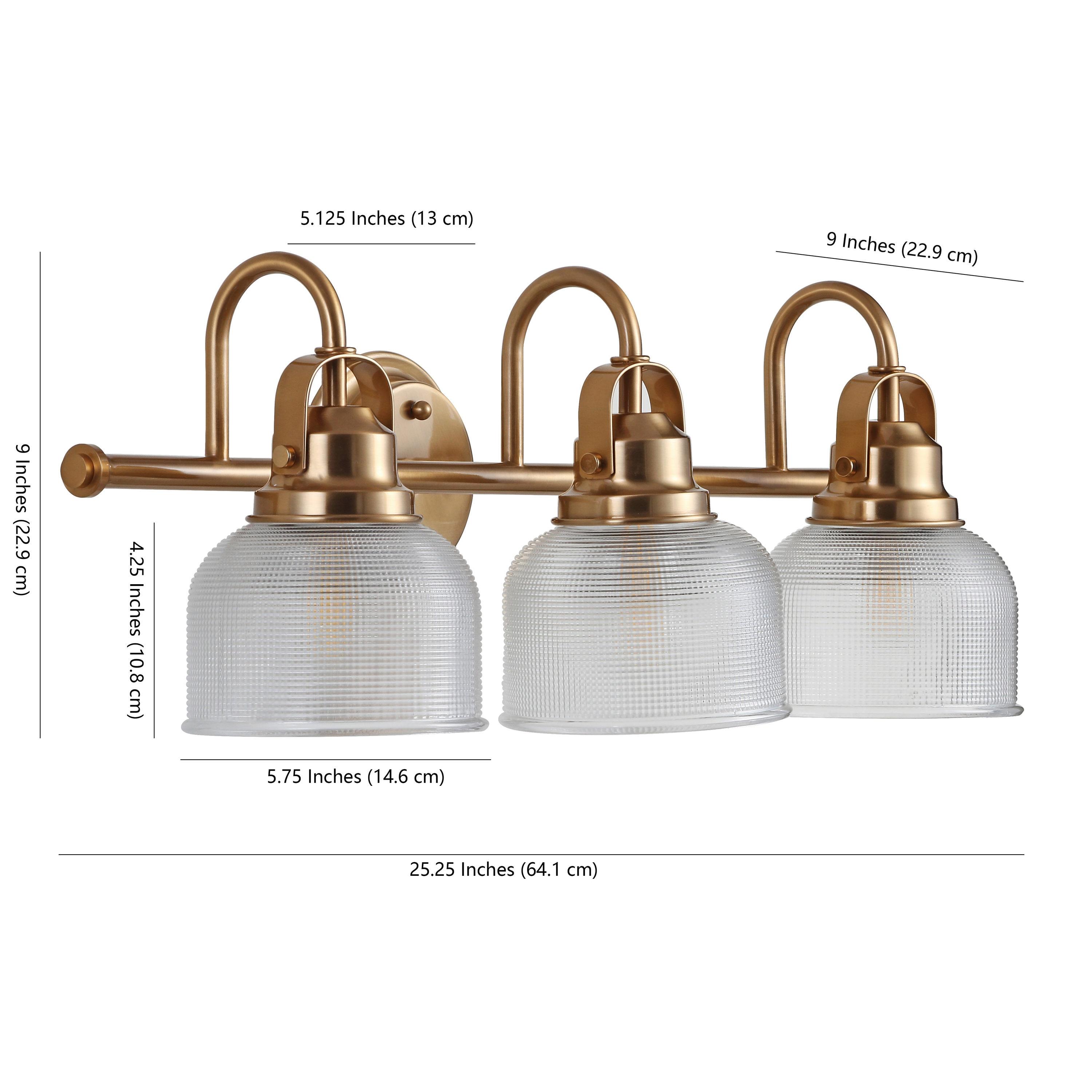 25.25" LED 3-Light Metal/Glass Virginia Pendent Brass/Gold - JONATHAN Y: ETL Listed, Bathroom Fixture