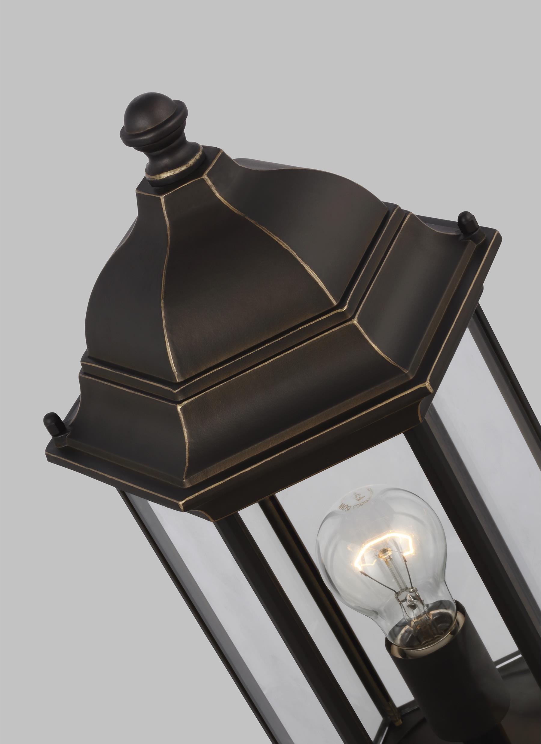 Antique Bronze Outdoor Post Lantern with Clear Glass Shade