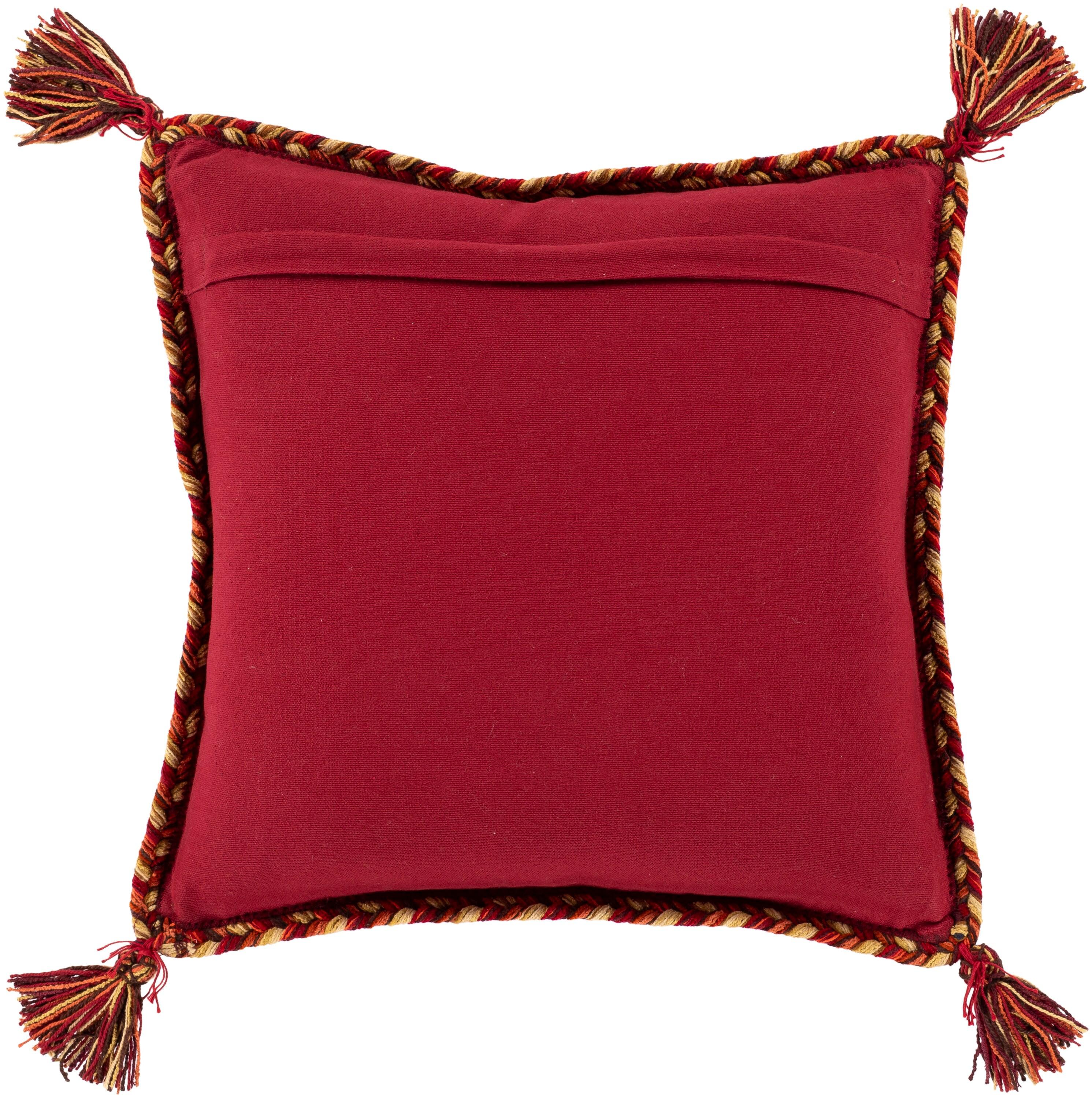 18'' Square Soft Tassel-Trimmed Geometric Stripe Throw Pillow