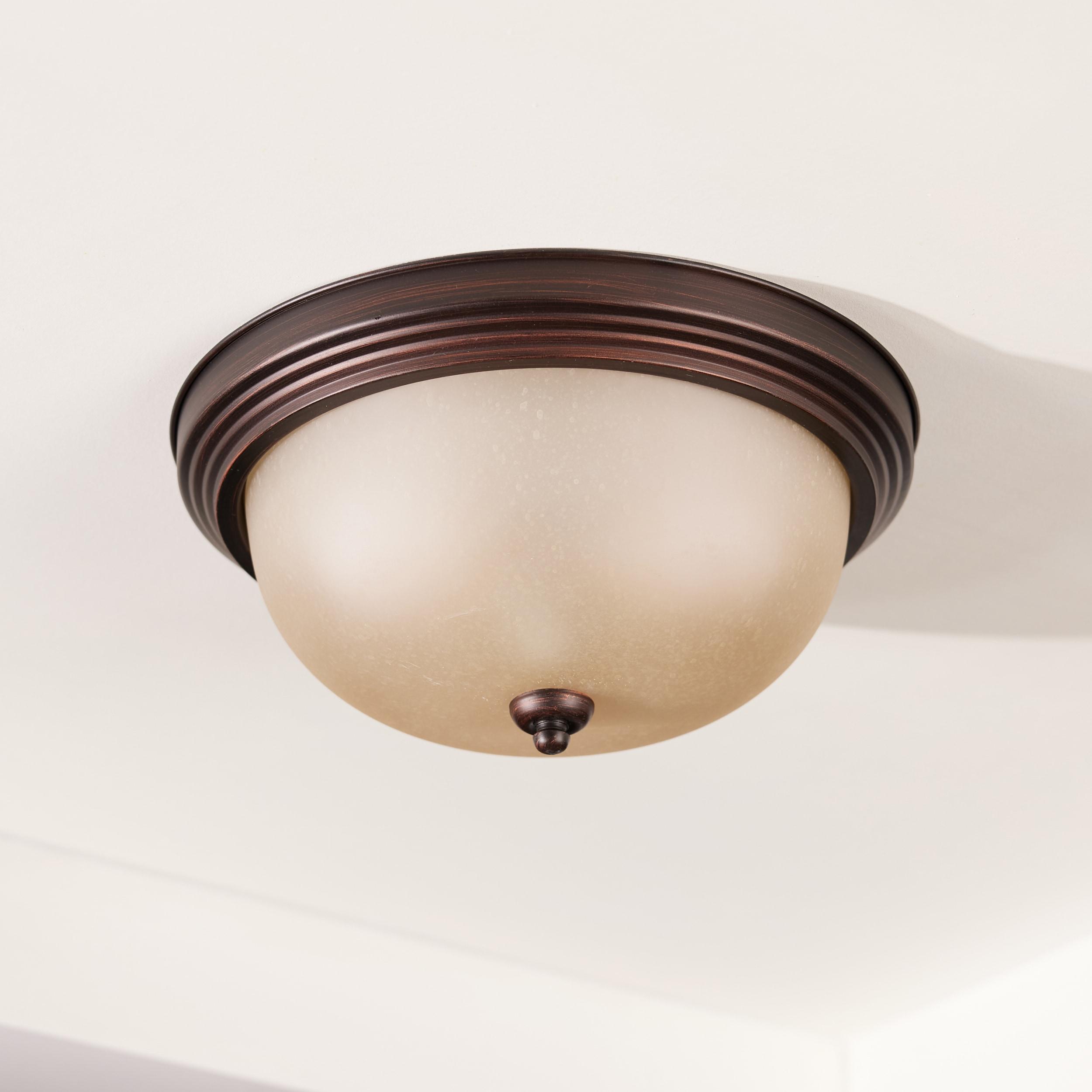 Geary Bronze 3-Light LED Flush Mount with Amber Scavo Glass