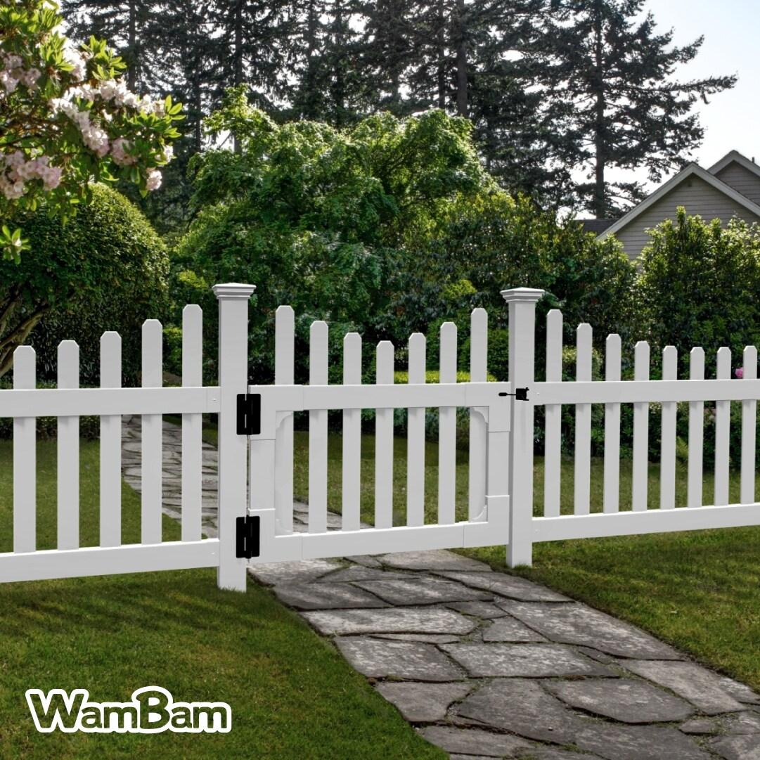 3ft H x 3.5ft W (1 Gate) No Dig WamBam All American Gate Kit, White Vinyl Picket Yard Fence Gate w/ Hardware Included for All American Fence, Outdoor Gate for Patio & Yard, ZP19043