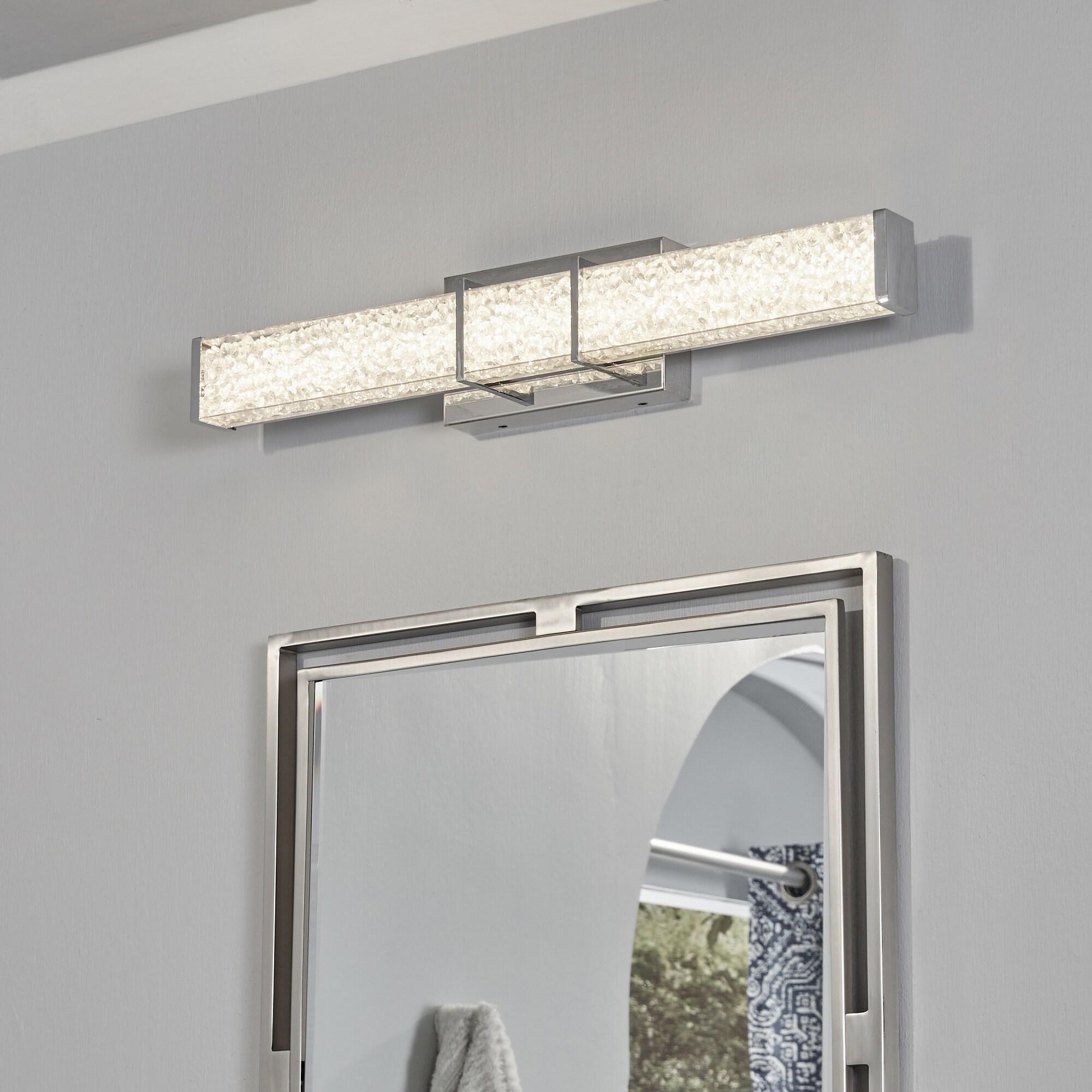 Artika Riviera 27 in. 1-Light Chrome Modern Integrated LED Vanity Light Bar for Bathroom with Crystals