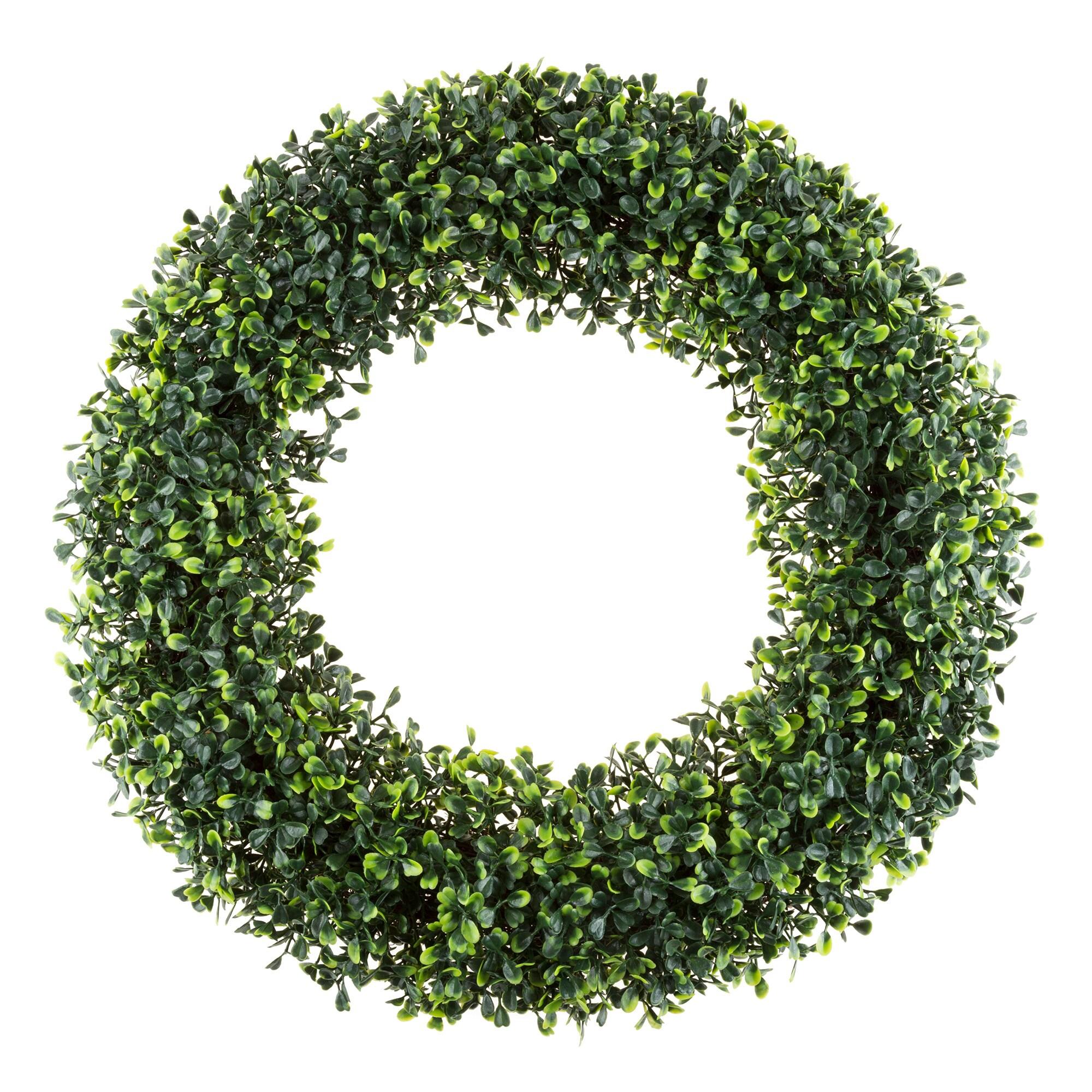 Pure Garden 19.5" Faux Greenery Artificial Boxwood Wreath