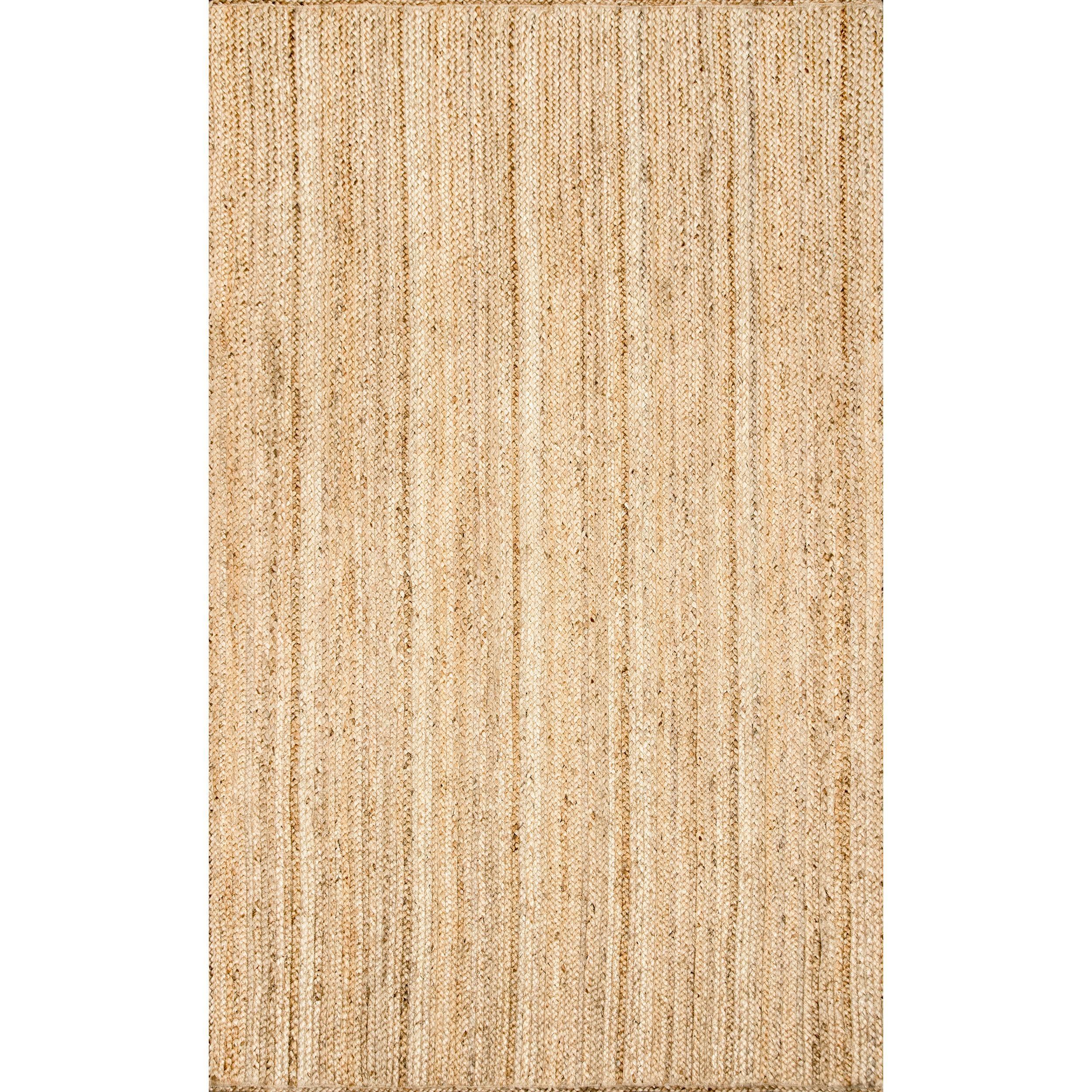 Nuloom 10 Square Rigo Jute Hand Woven Indoor Area Rug, Natural, Solid Farmhouse Design, Natural Fiber Bedroom, Living Room, Kitchen,