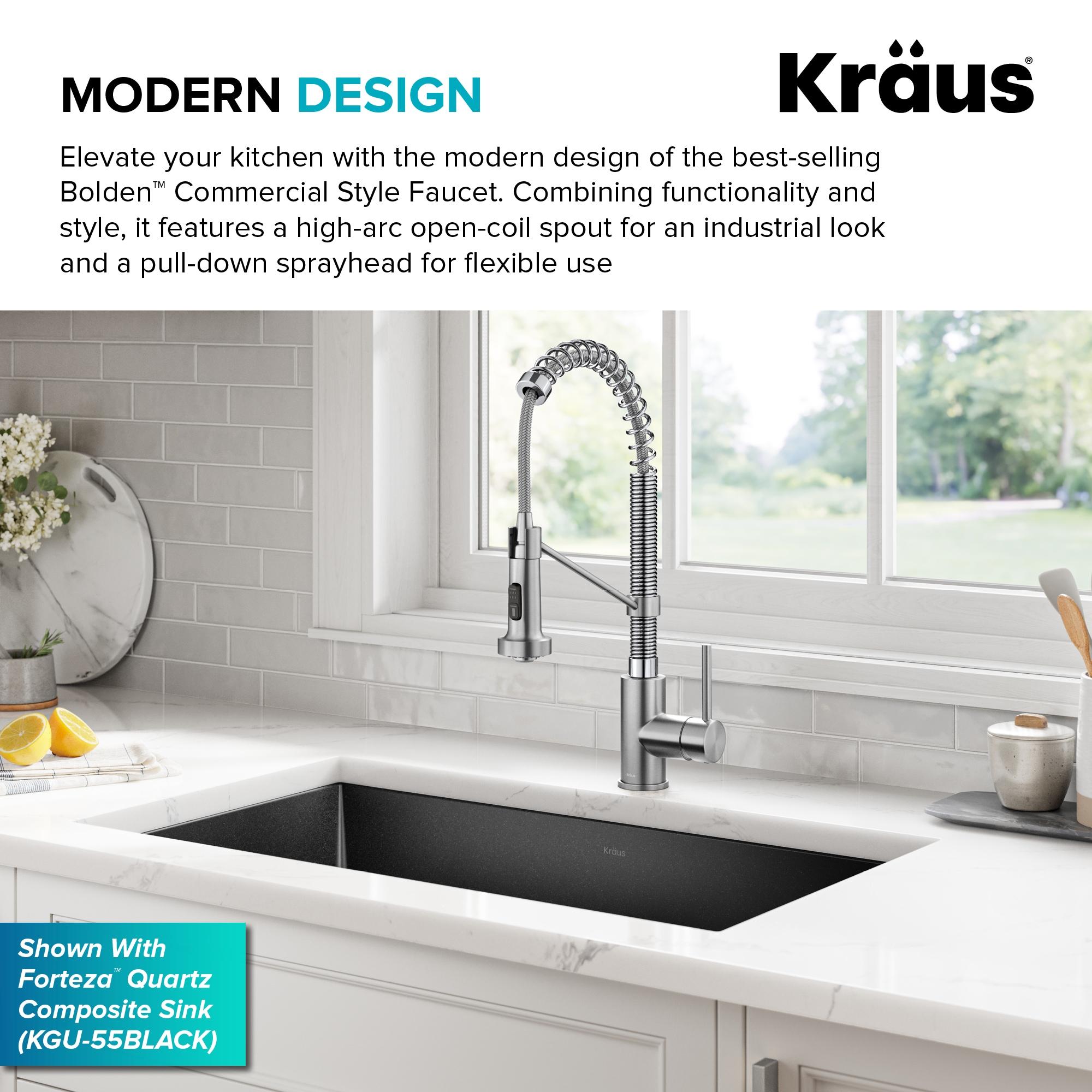 KRAUS Bolden Commercial Style 2-Function Single Handle Pull Down Kitchen Faucet