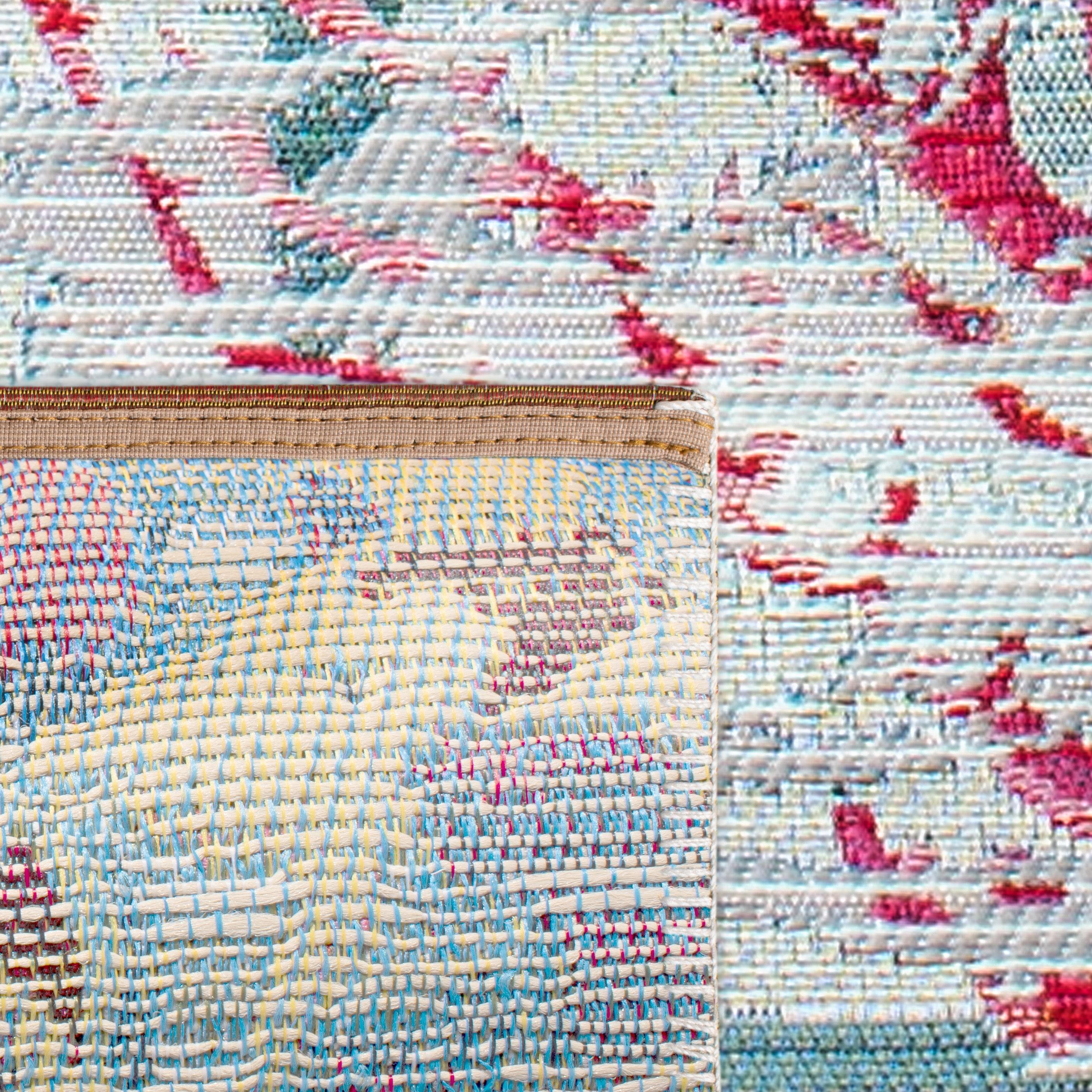 Barbados BAR535 Power Loomed Indoor/Outdoor Area Rug - Teal/White - 6'6"x9'4" - Safavieh.