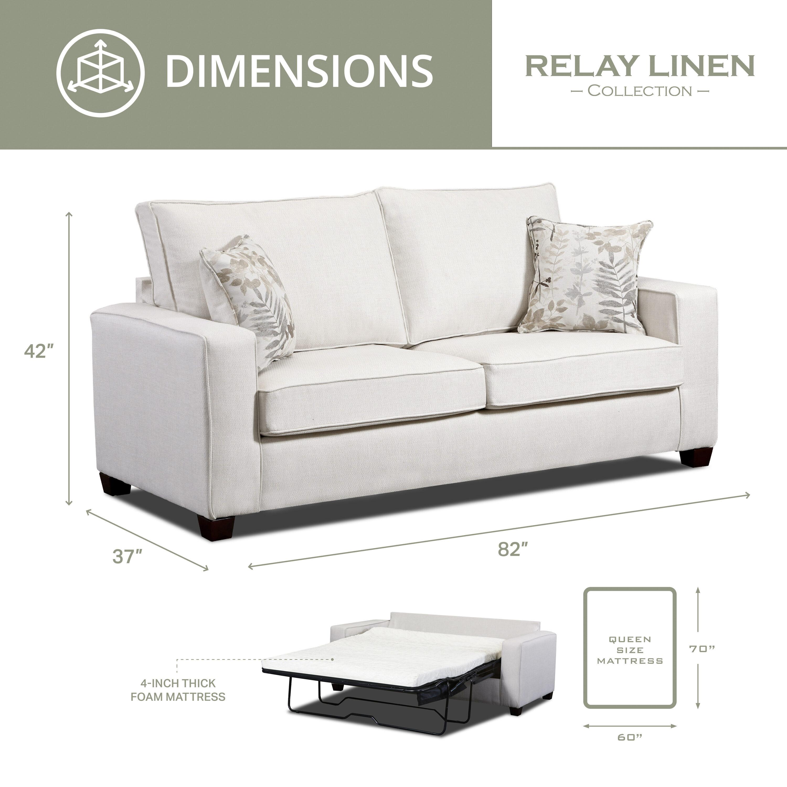 Furniture Classics Relay Linen Sofa Sleeper with Two Throw Pillows