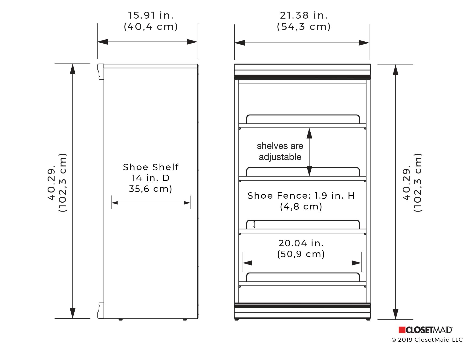 Modular Storage 21.38" W Shoe Shelf Unit with 4 Shelves