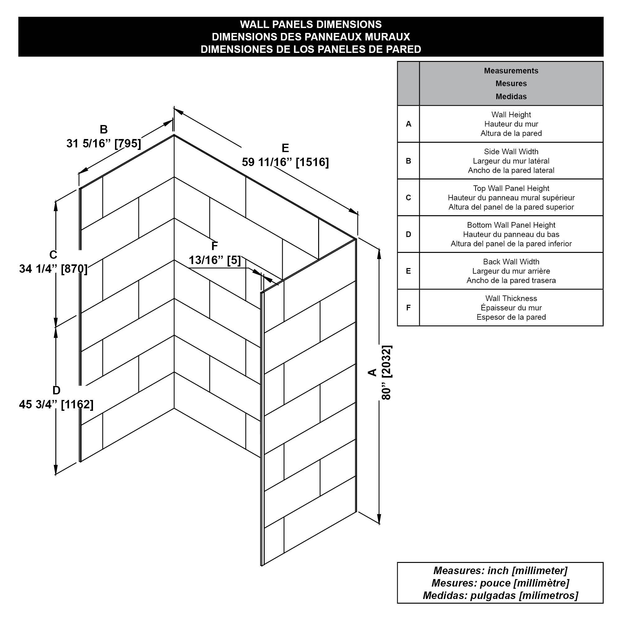 59.69'' W 80'' H Rectangle Tub Enclosure