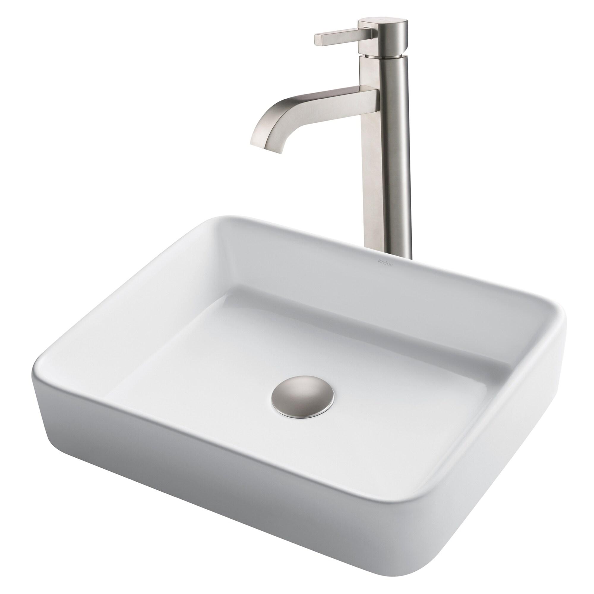 Ceramic Ceramic Rectangular Vessel Bathroom Sink