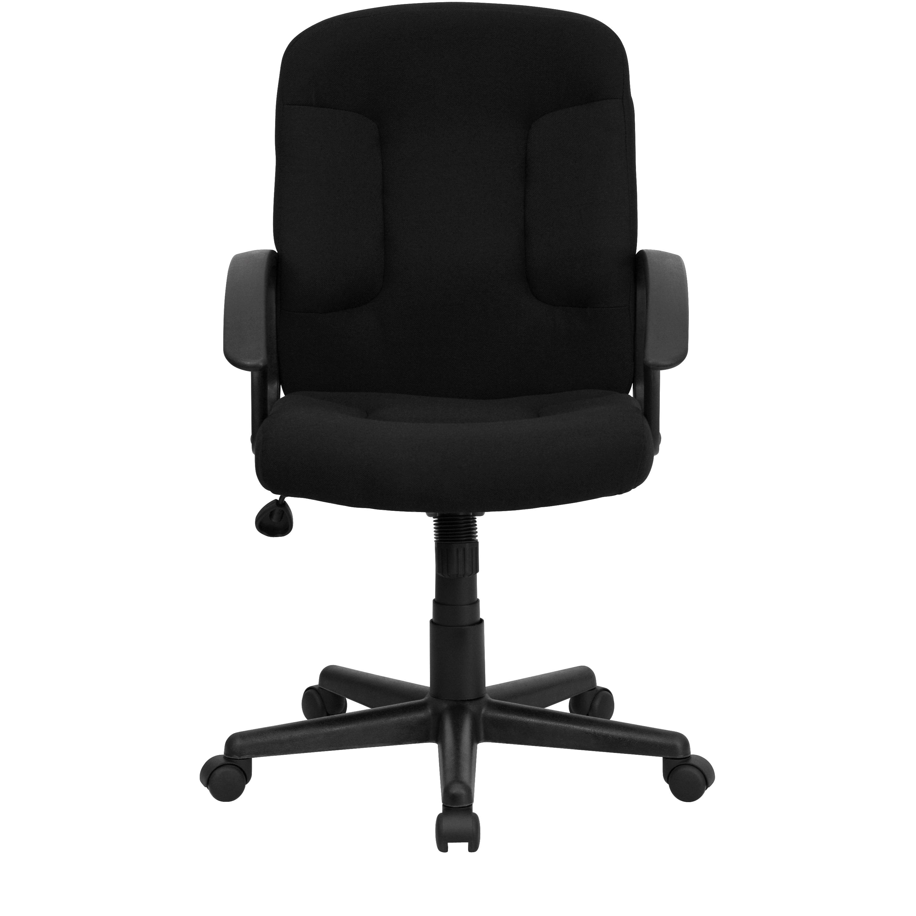 BizChair Indoor Fabric Mid-Back Swivel Office Desk Chair, Black