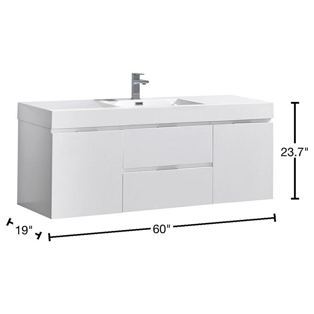Valencia 60" Wall Mount Single Sink Bathroom Vanity with Top and Sink (Faucet Not Included)
